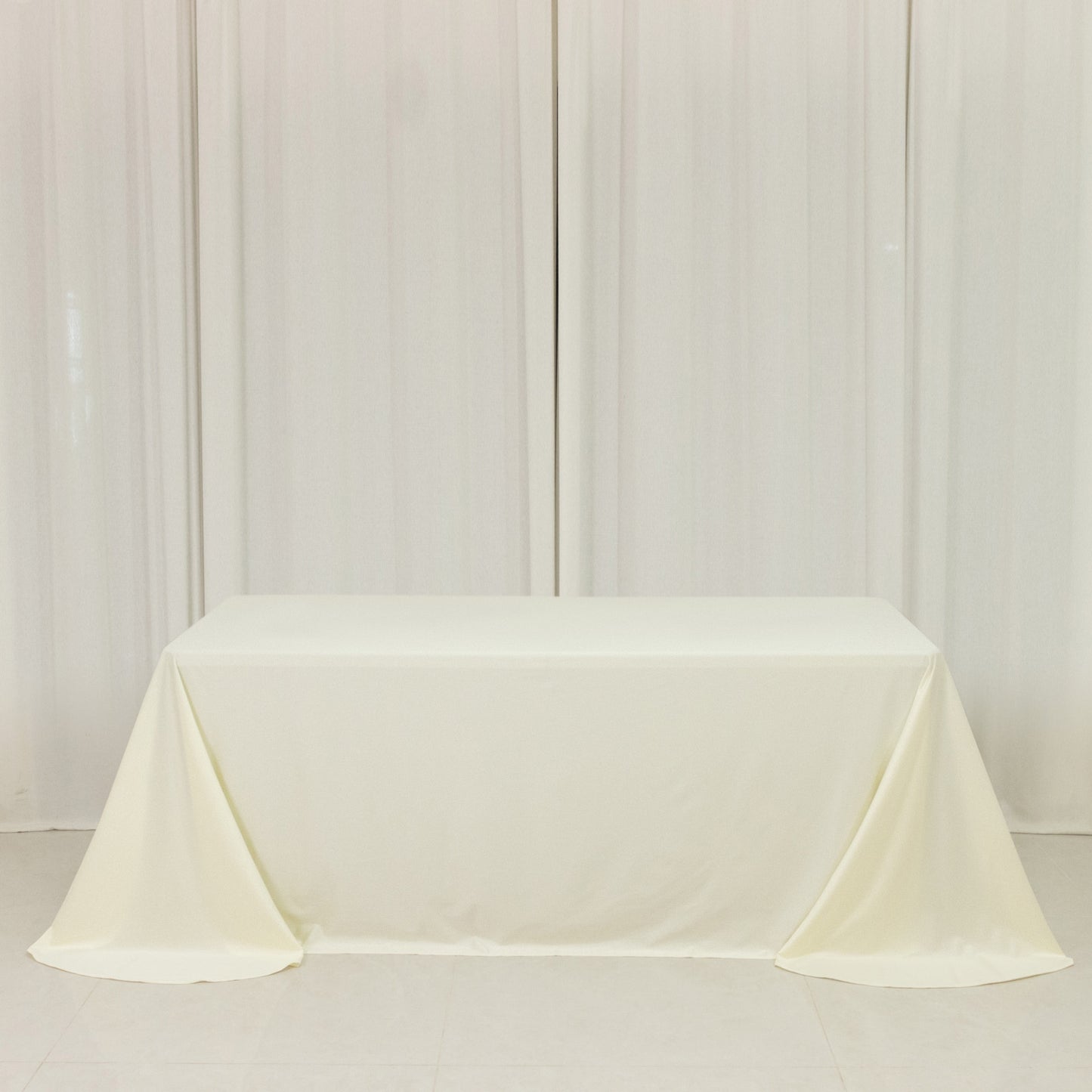 Scuba Rectangular 90"x132" Tablecloth Ivory with Rounded Corners – Seamless, Wrinkle Free & Stain Resistant Table Cover
