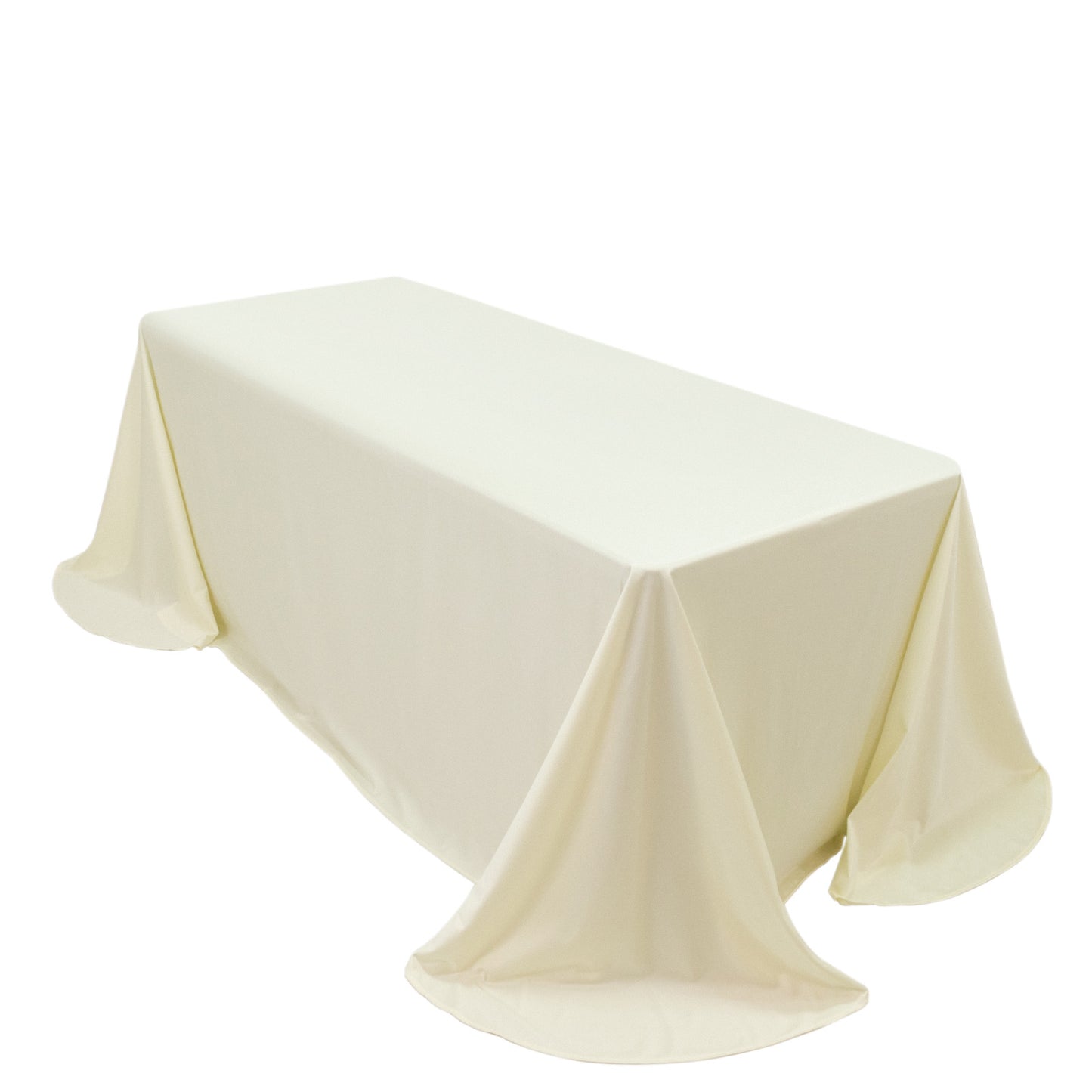 Scuba Rectangular 90"x132" Tablecloth Ivory with Rounded Corners – Seamless, Wrinkle Free & Stain Resistant Table Cover