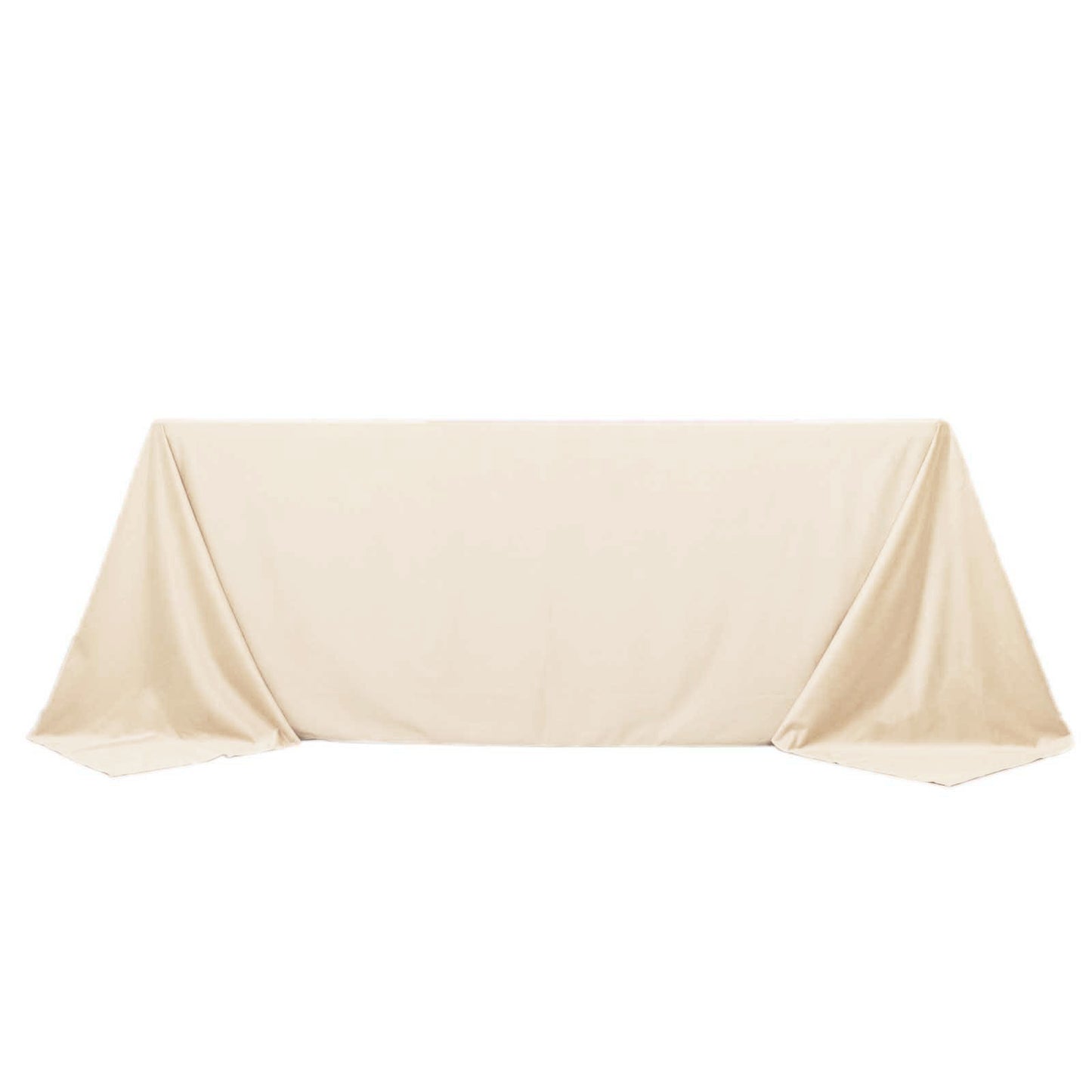 90"x132" Beige Premium Scuba Wrinkle Free Rectangular Tablecloth, Seamless Scuba Polyester Tablecloth