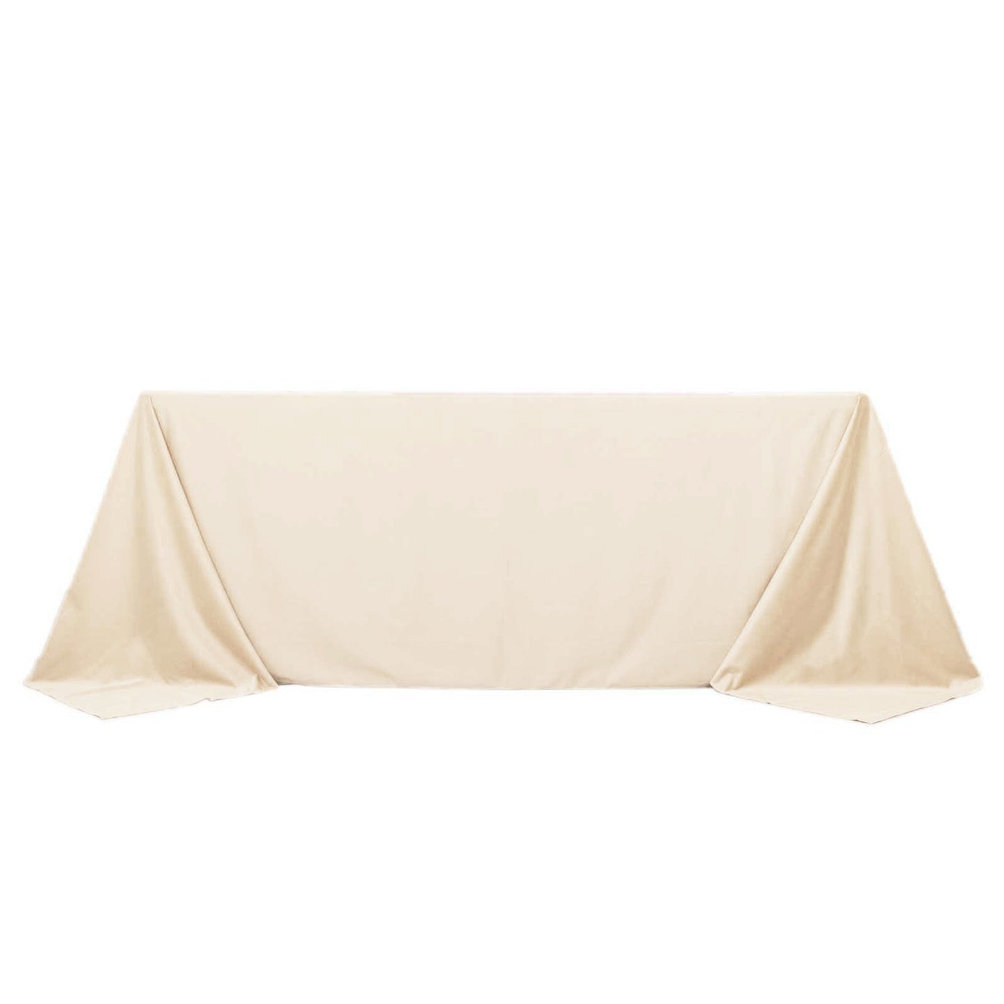 90"x132" Beige Premium Scuba Wrinkle Free Rectangular Tablecloth, Seamless Scuba Polyester Tablecloth