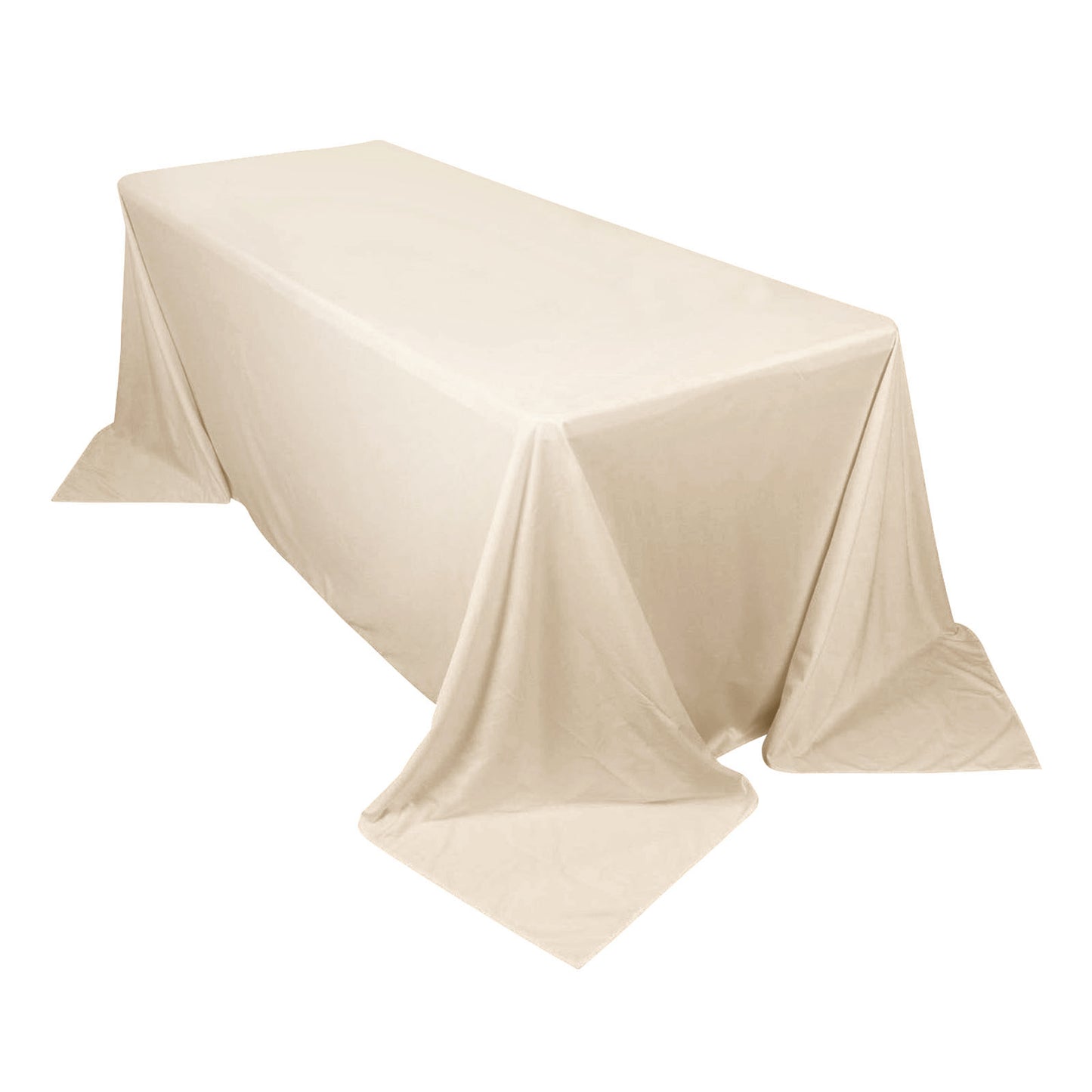 90"x132" Beige Premium Scuba Wrinkle Free Rectangular Tablecloth, Seamless Scuba Polyester Tablecloth