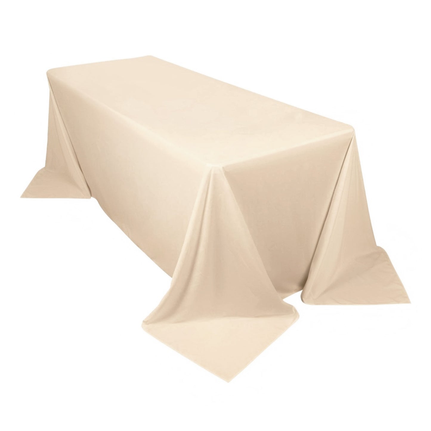 90"x132" Beige Scuba Wrinkle Free Rectangular Tablecloth, Seamless Scuba Polyester Tablecloth