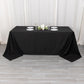 90"x132" Black Scuba Wrinkle Free Rectangular Tablecloth, Seamless Scuba Polyester Tablecloth