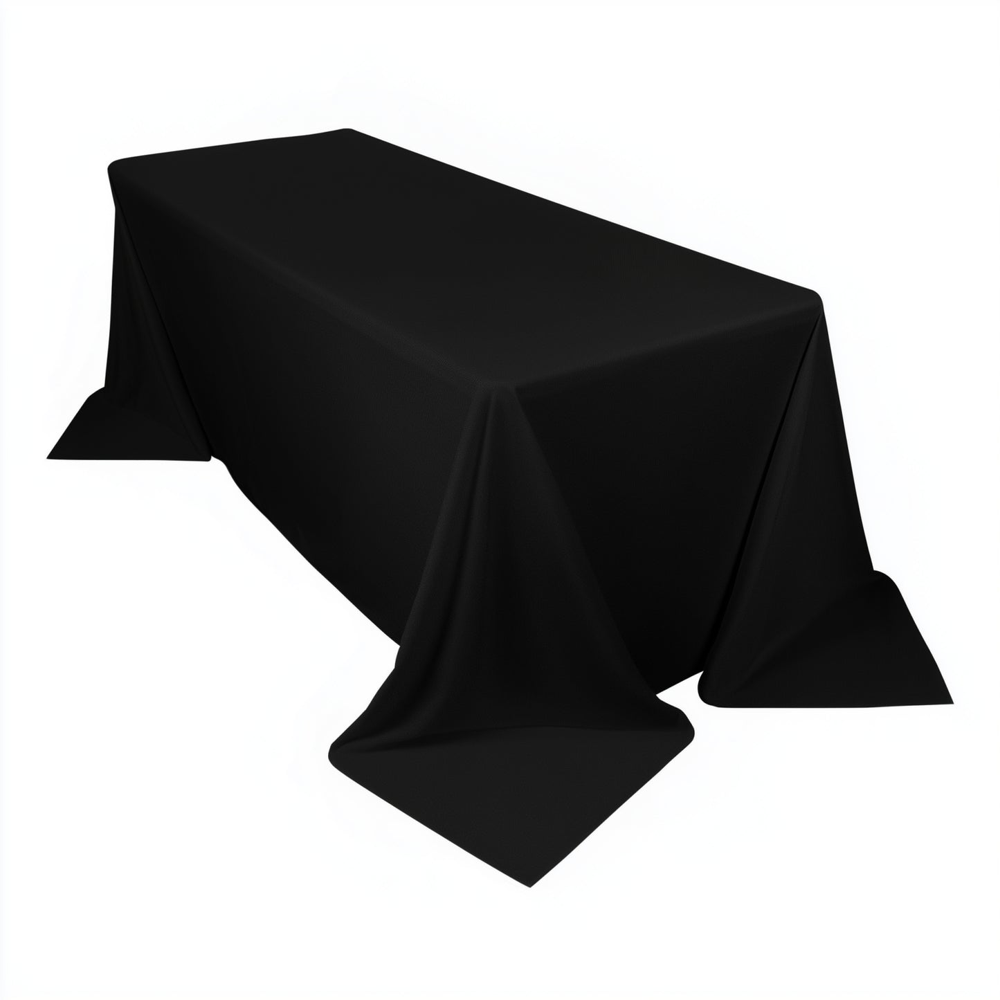 90"x132" Black Scuba Wrinkle Free Rectangular Tablecloth, Seamless Scuba Polyester Tablecloth