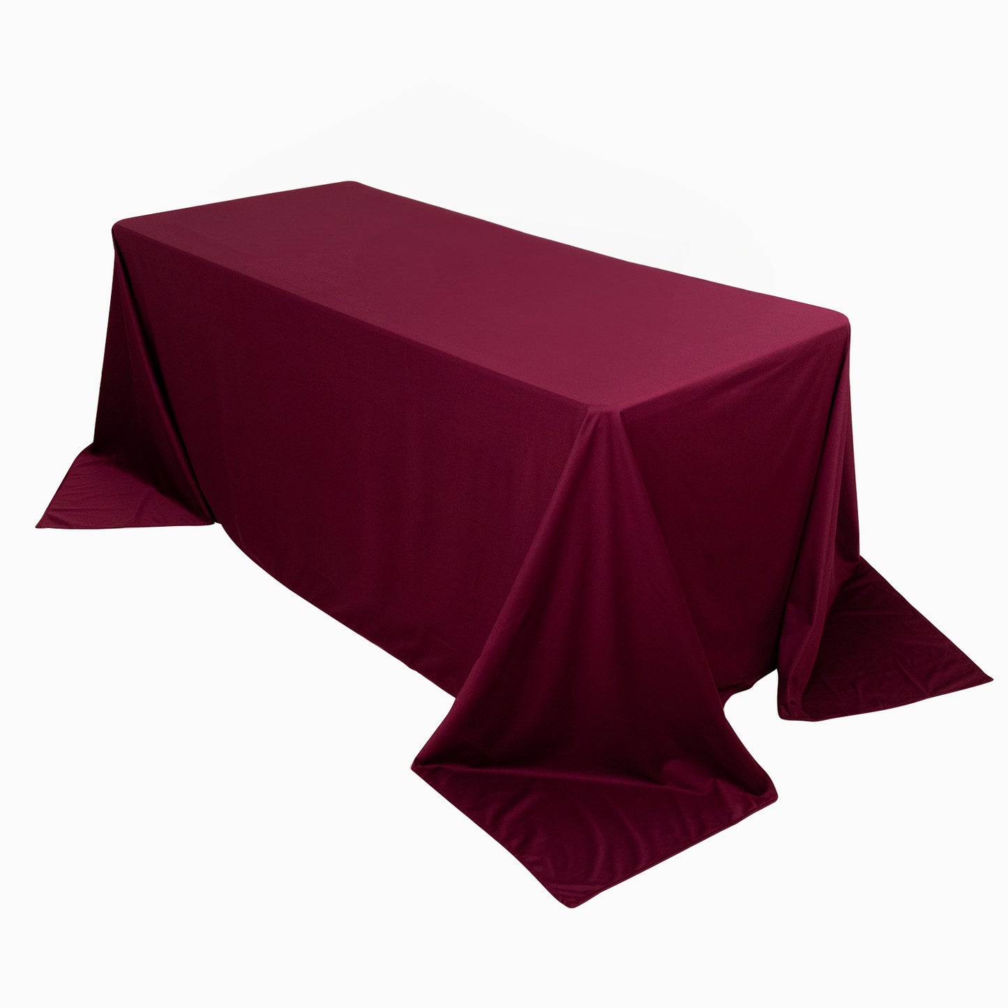 90"x132" Burgundy Premium Scuba Wrinkle Free Rectangular Tablecloth, Seamless Scuba Polyester Tablecloth