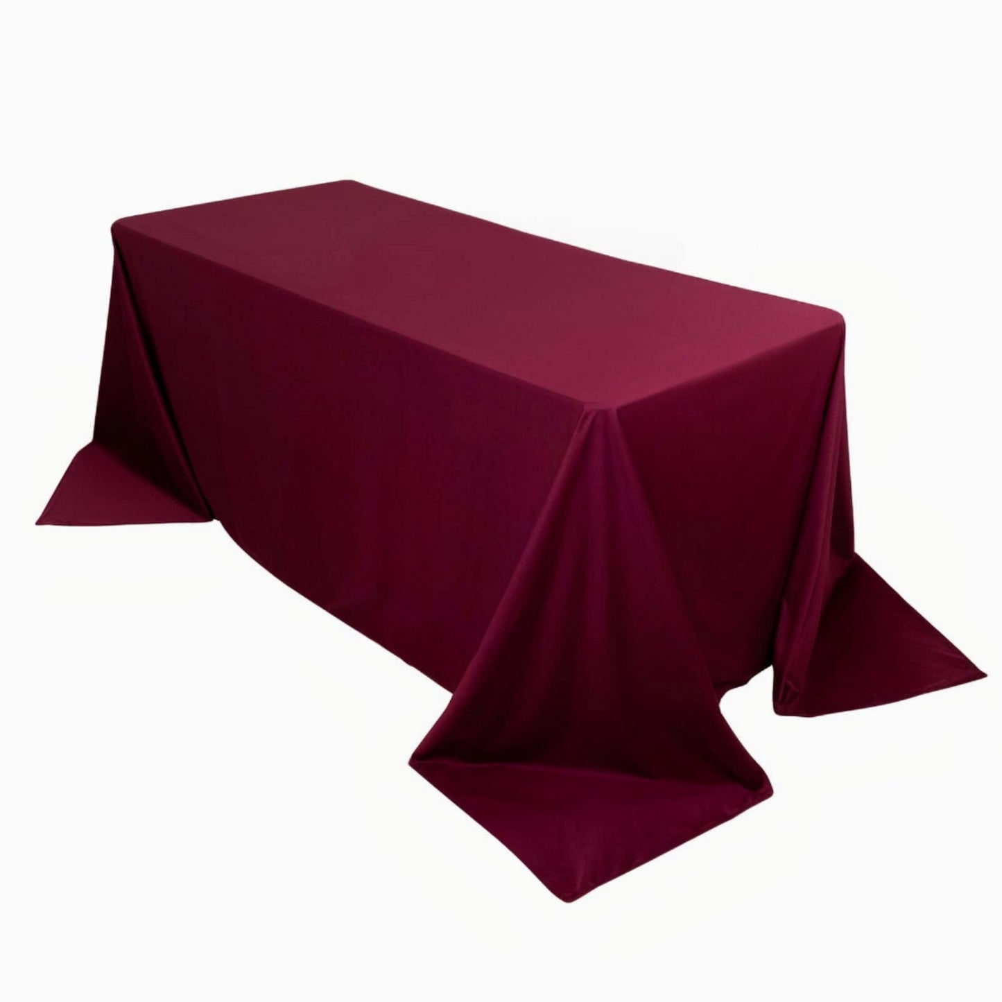 90"x132" Burgundy Scuba Wrinkle Free Rectangular Tablecloth, Seamless Scuba Polyester Tablecloth