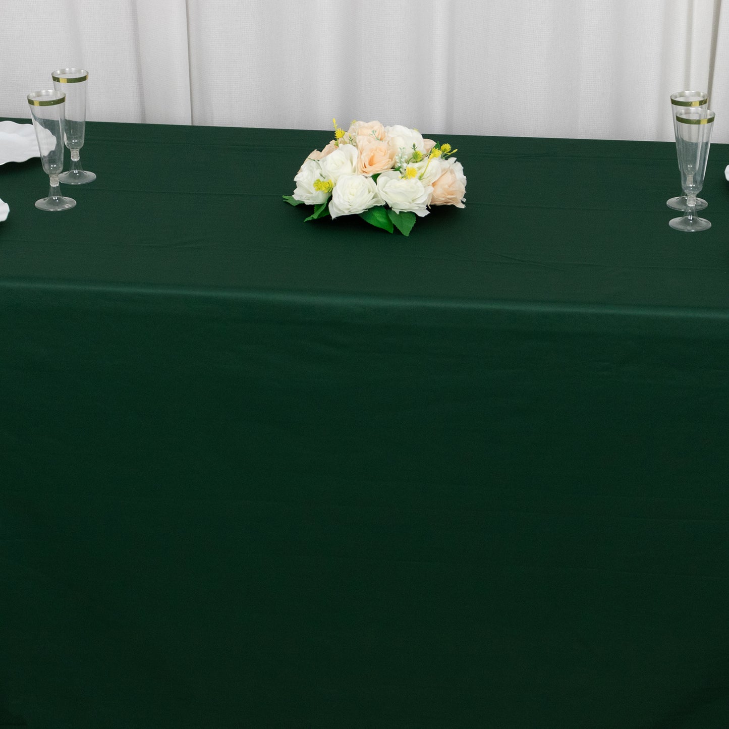 90"x132" Hunter Emerald Green Premium Scuba Wrinkle Free Rectangular Tablecloth, Seamless Scuba Polyester Tablecloth