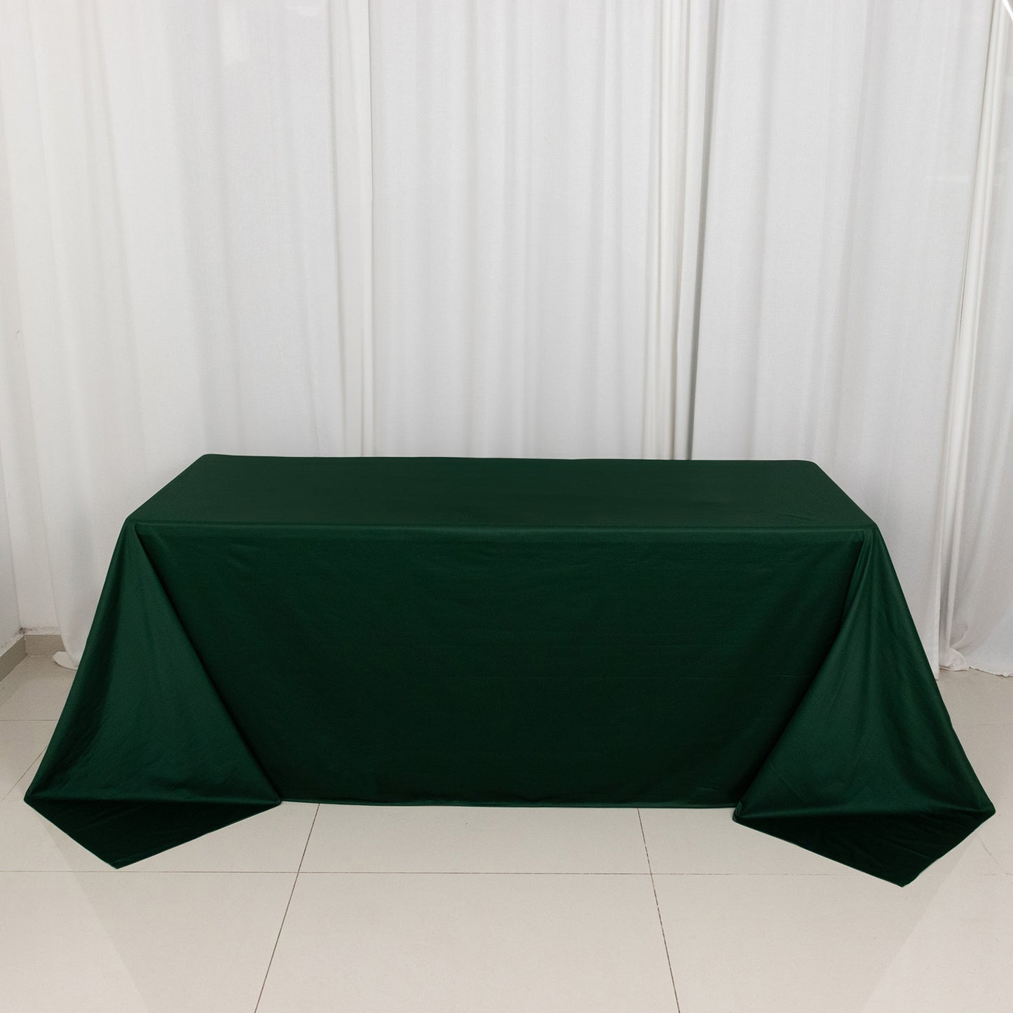 90"x132" Hunter Emerald Green Premium Scuba Wrinkle Free Rectangular Tablecloth, Seamless Scuba Polyester Tablecloth