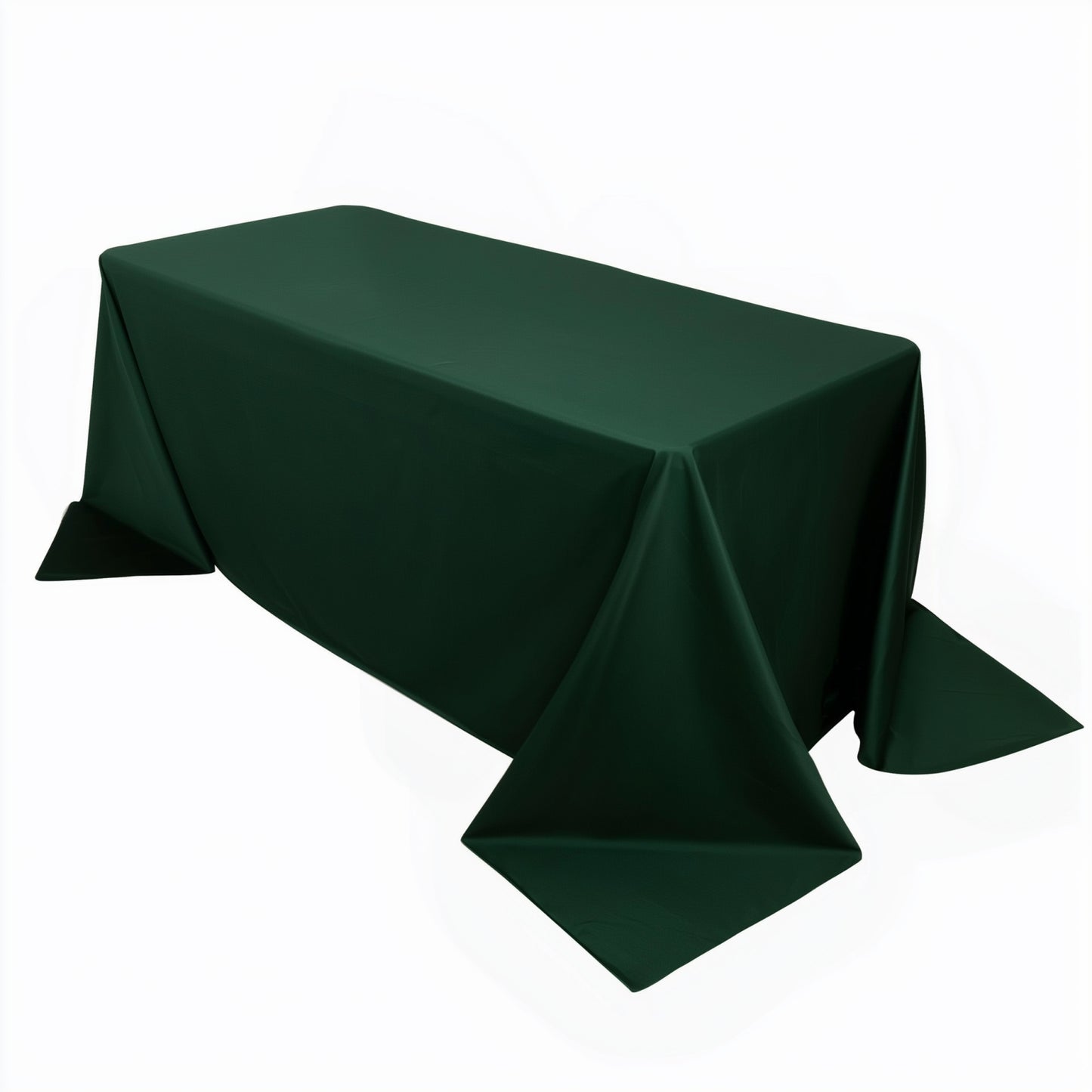 90"x132" Hunter Emerald Green Scuba Wrinkle Free Rectangular Tablecloth, Seamless Scuba Polyester Tablecloth