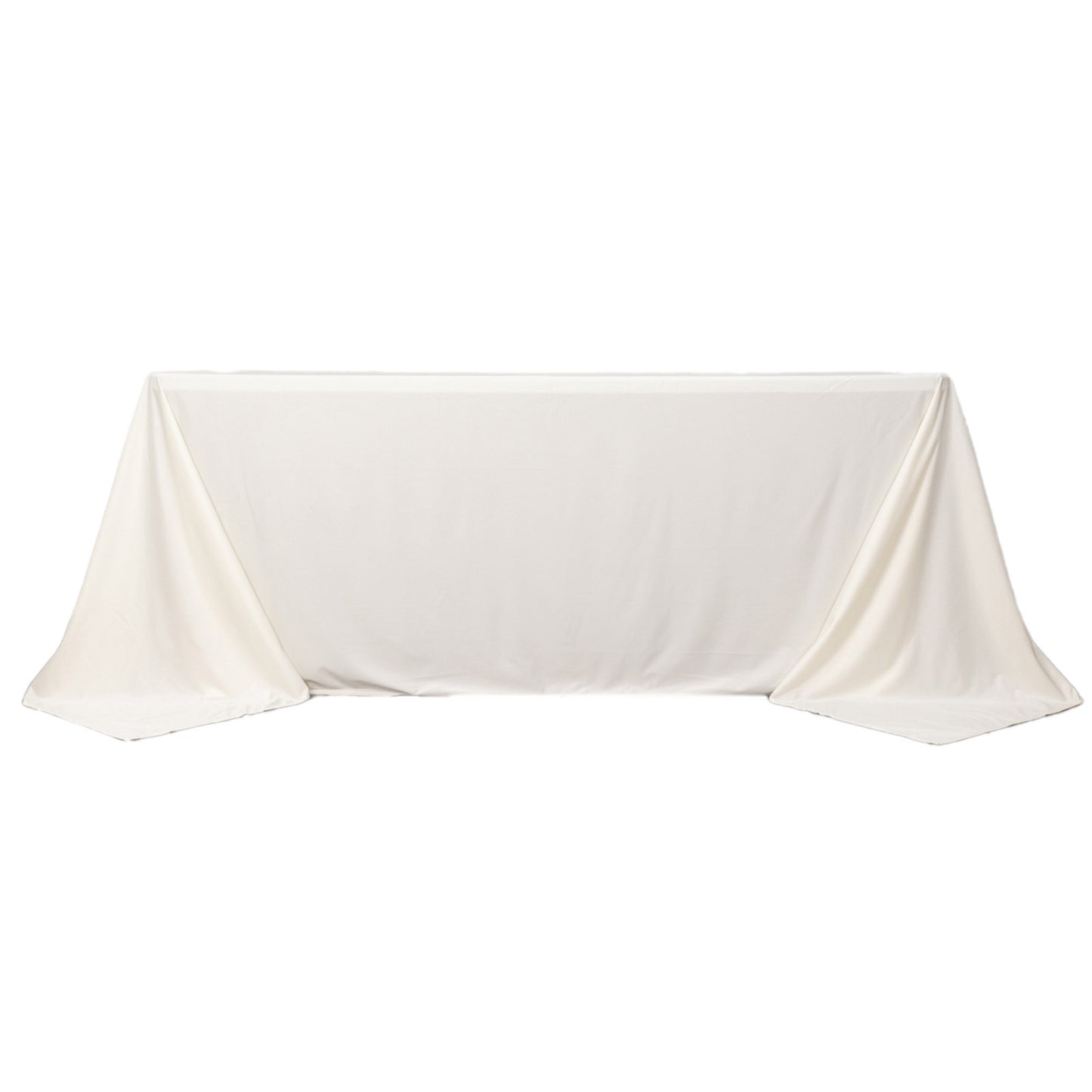 90"x132" Ivory Premium Scuba Wrinkle Free Rectangular Tablecloth, Seamless Scuba Polyester Tablecloth