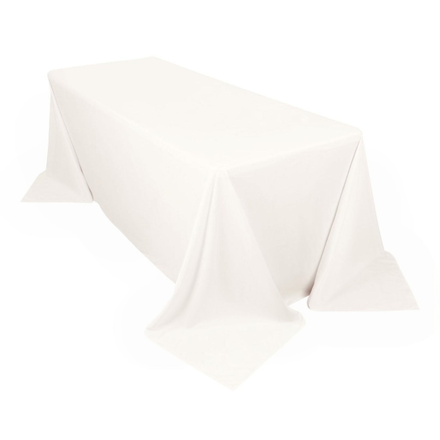 90"x132" Ivory Scuba Wrinkle Free Rectangular Tablecloth, Seamless Scuba Polyester Tablecloth