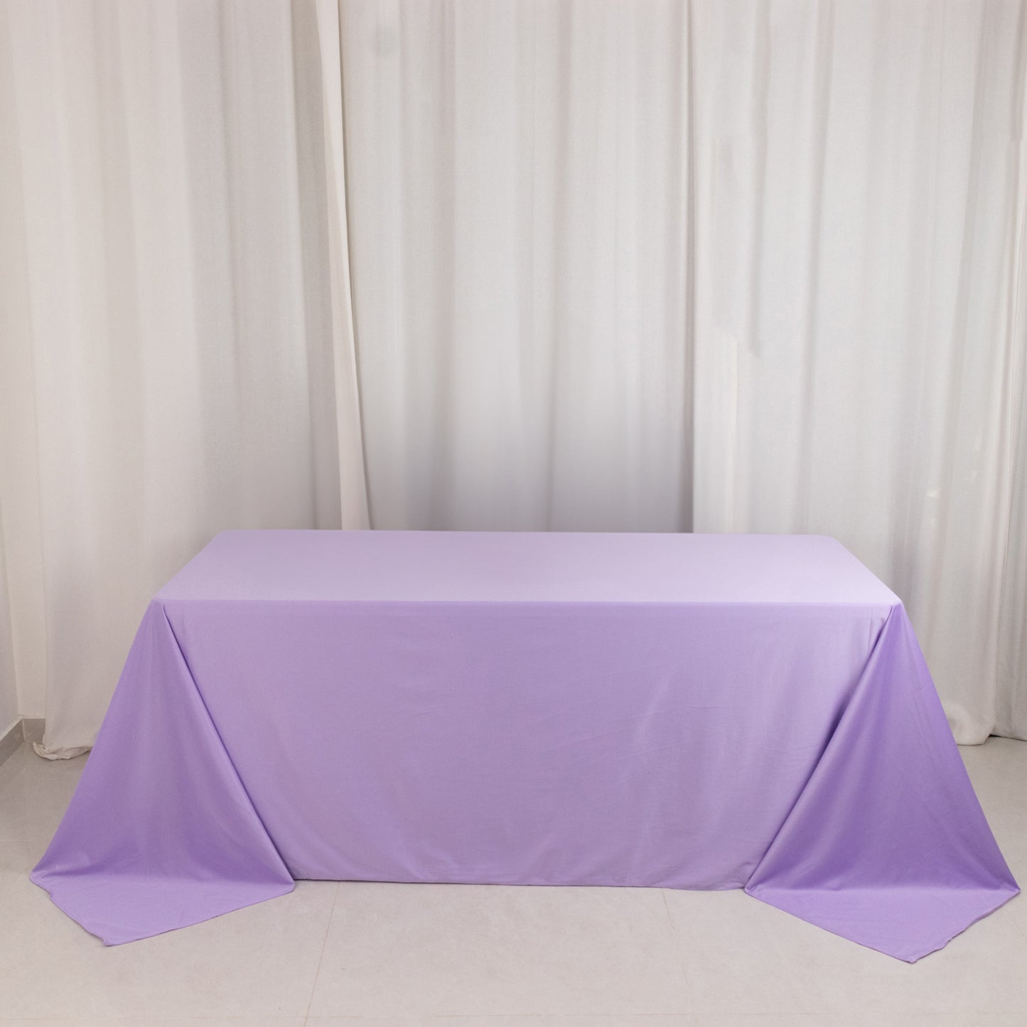 90"x132" Lavender Lilac Premium Scuba Wrinkle Free Rectangular Tablecloth, Seamless Scuba Polyester Tablecloth for 6 Foot Table With Floor-Length Drop