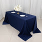 90"x132" Navy Blue Scuba Wrinkle Free Rectangular Tablecloth, Seamless Scuba Polyester Tablecloth