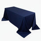 90"x132" Navy Blue Scuba Wrinkle Free Rectangular Tablecloth, Seamless Scuba Polyester Tablecloth
