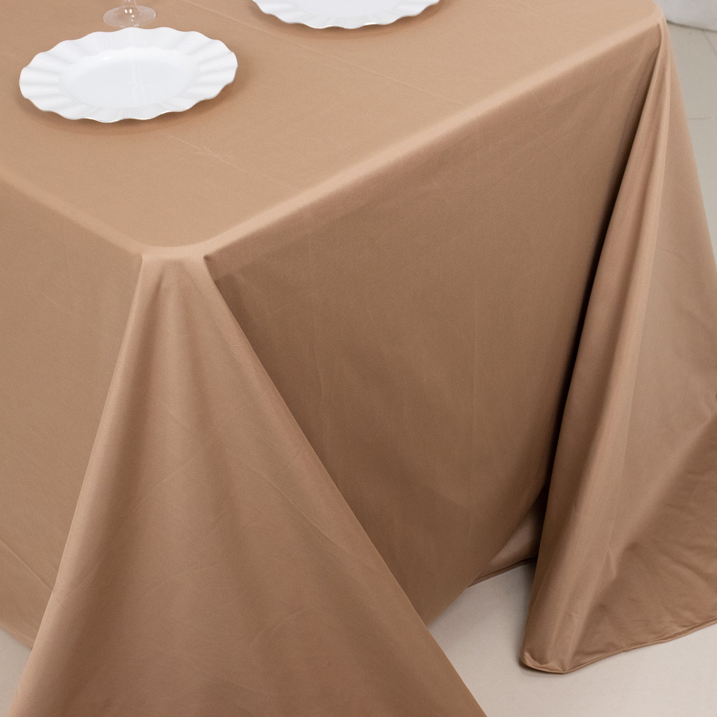 90"x132" Nude Premium Scuba Wrinkle Free Rectangular Tablecloth, Seamless Scuba Polyester Tablecloth