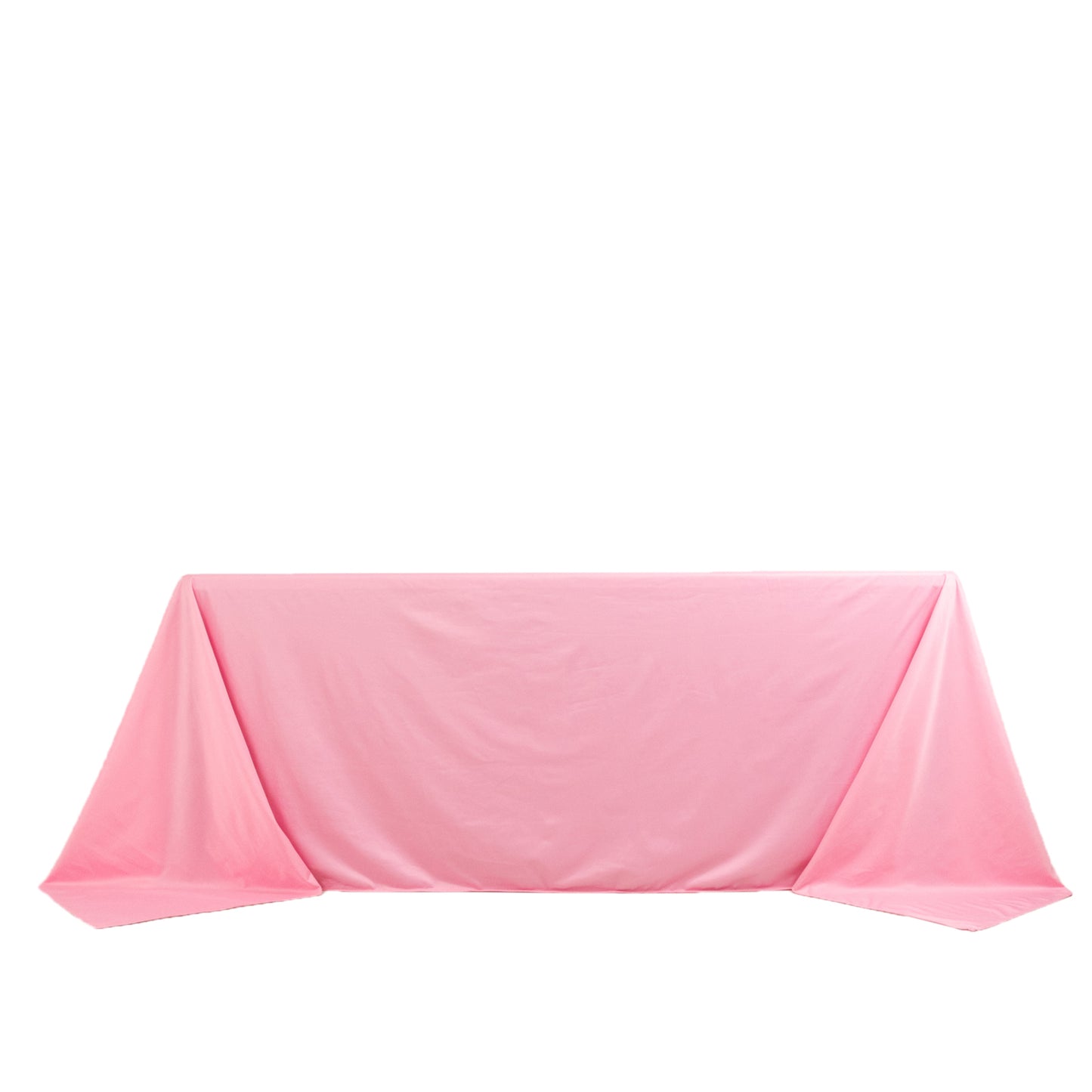 90"x132" Pink Premium Scuba Wrinkle Free Rectangular Tablecloth, Seamless Scuba Polyester Tablecloth for 6 Foot Table With Floor-Length Drop