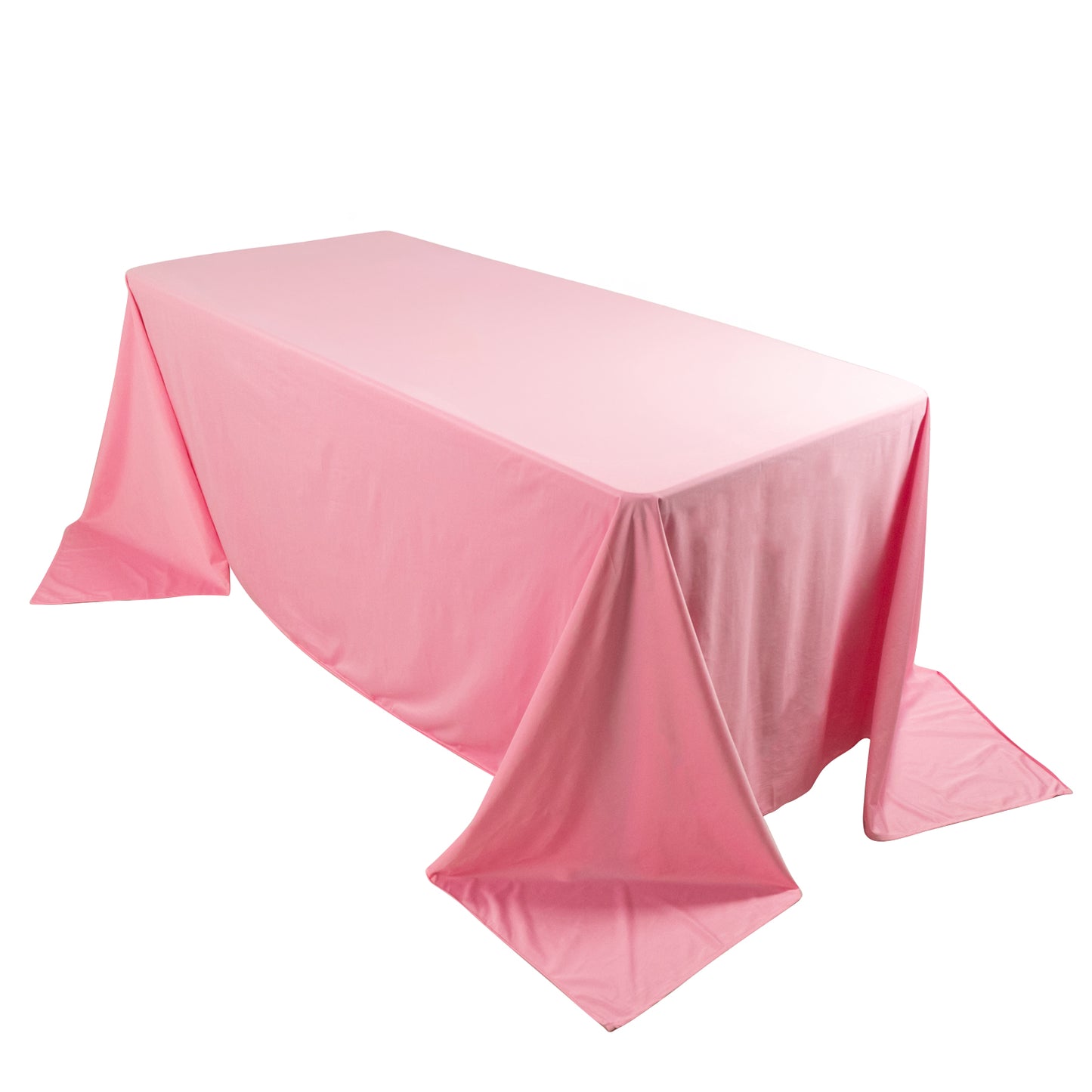 90"x132" Pink Premium Scuba Wrinkle Free Rectangular Tablecloth, Seamless Scuba Polyester Tablecloth for 6 Foot Table With Floor-Length Drop