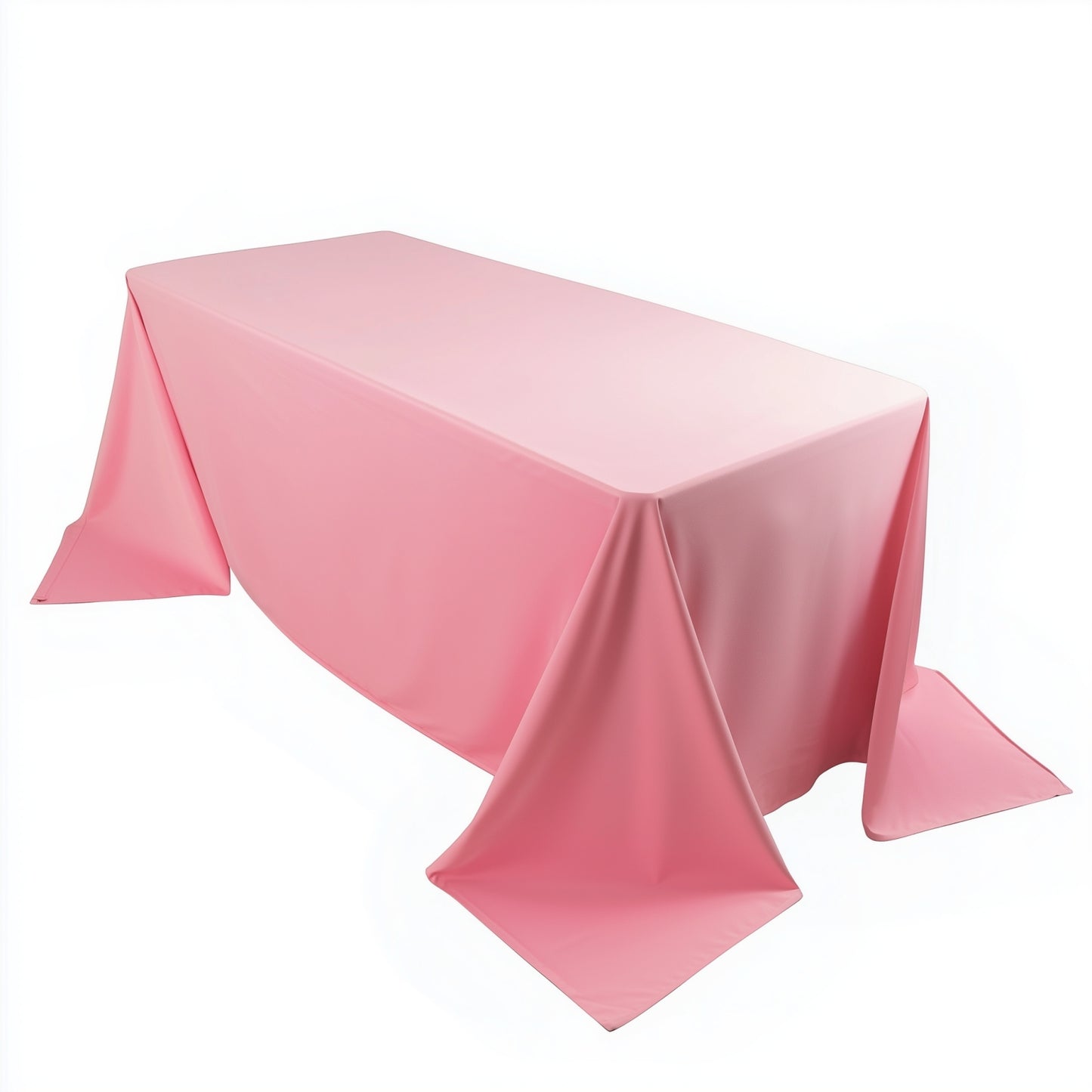 90"x132" Pink Scuba Wrinkle Free Rectangular Tablecloth, Seamless Scuba Polyester Tablecloth for 6 Foot Table With Floor-Length Drop