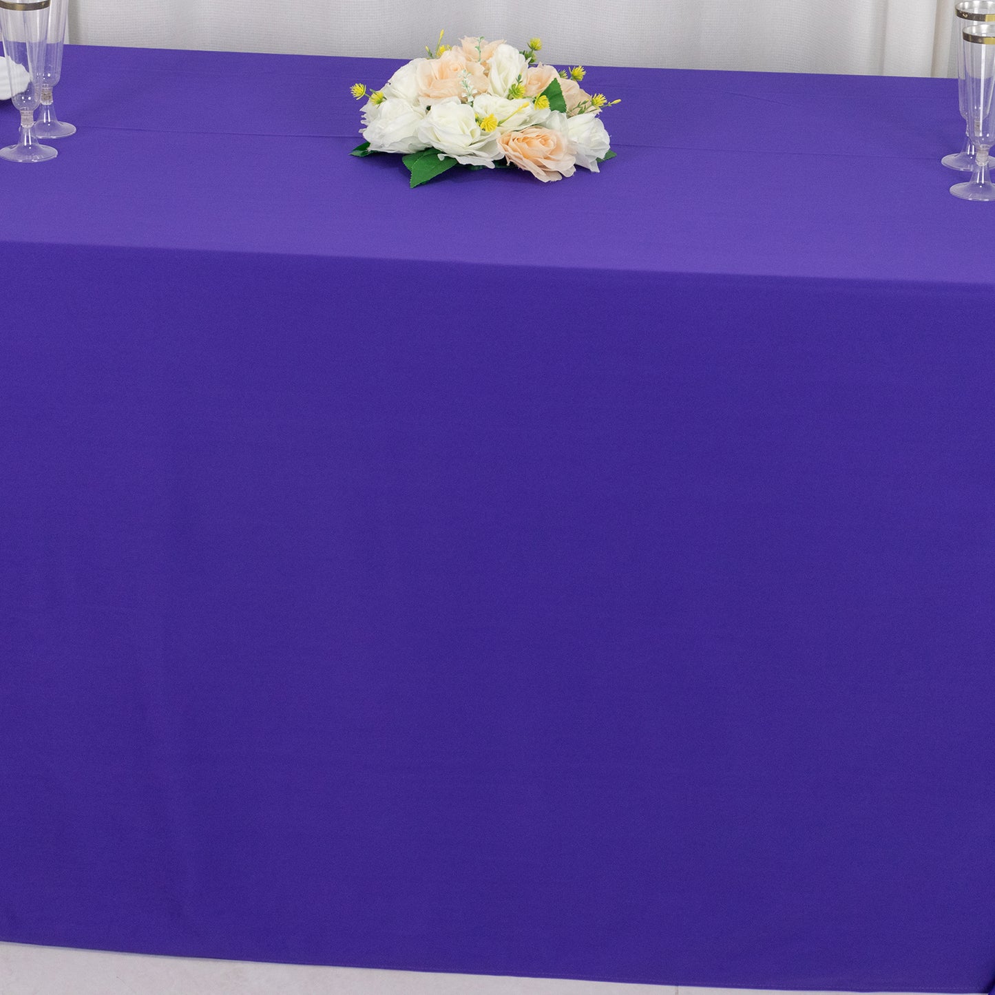 90"x132" Purple Premium Scuba Wrinkle Free Rectangular Tablecloth, Seamless Scuba Polyester Tablecloth