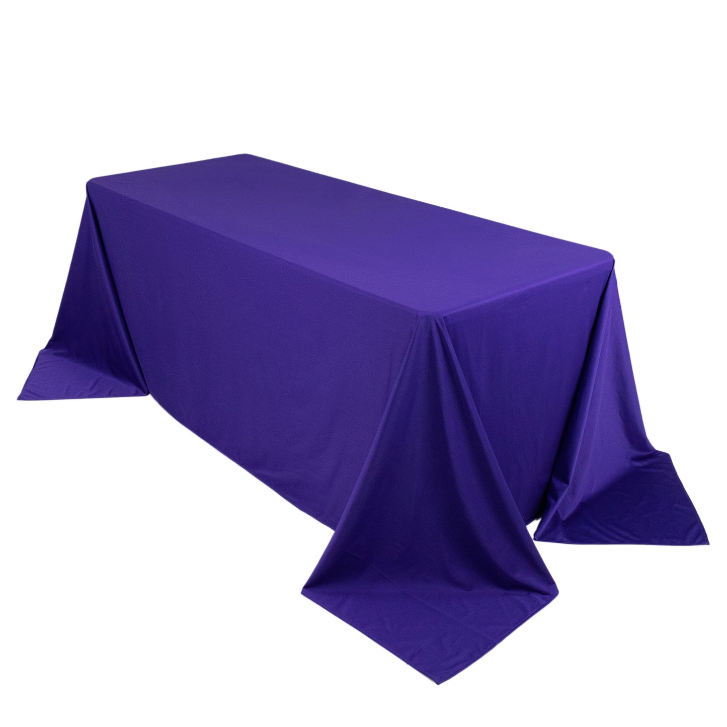 90"x132" Purple Premium Scuba Wrinkle Free Rectangular Tablecloth, Seamless Scuba Polyester Tablecloth