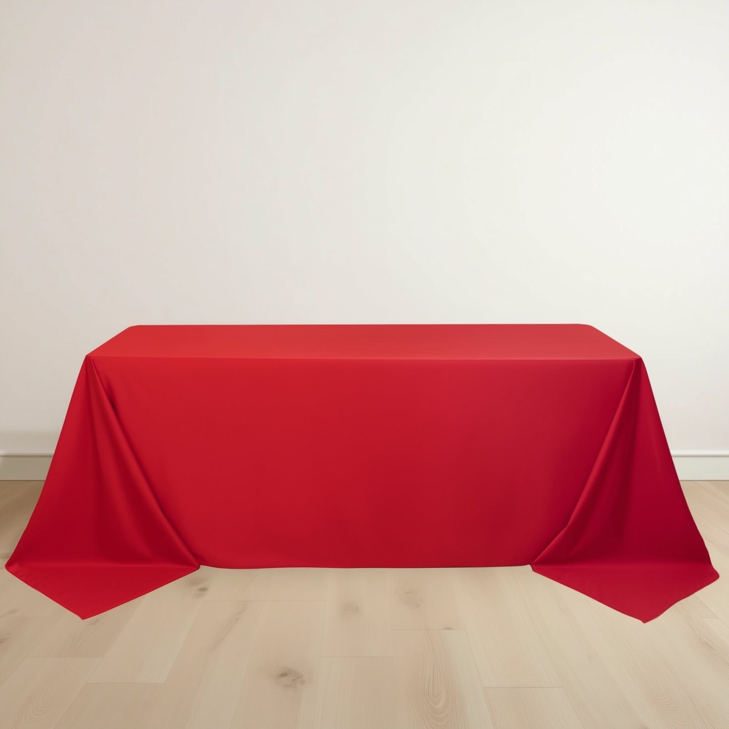 90"x132" Red Scuba Wrinkle Free Rectangular Tablecloth, Seamless Scuba Polyester Tablecloth
