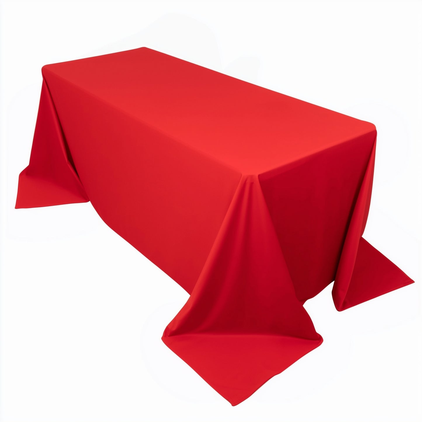 90"x132" Red Scuba Wrinkle Free Rectangular Tablecloth, Seamless Scuba Polyester Tablecloth