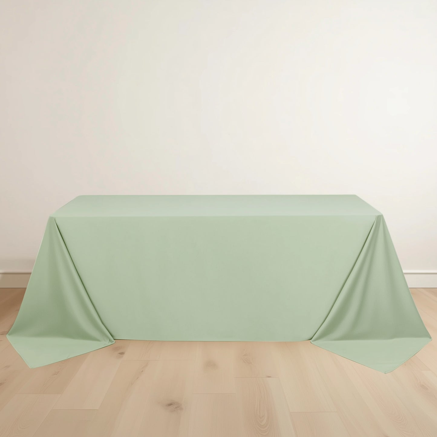 90"x132" Sage Green Scuba Wrinkle Free Rectangular Tablecloth, Seamless Scuba Polyester Tablecloth