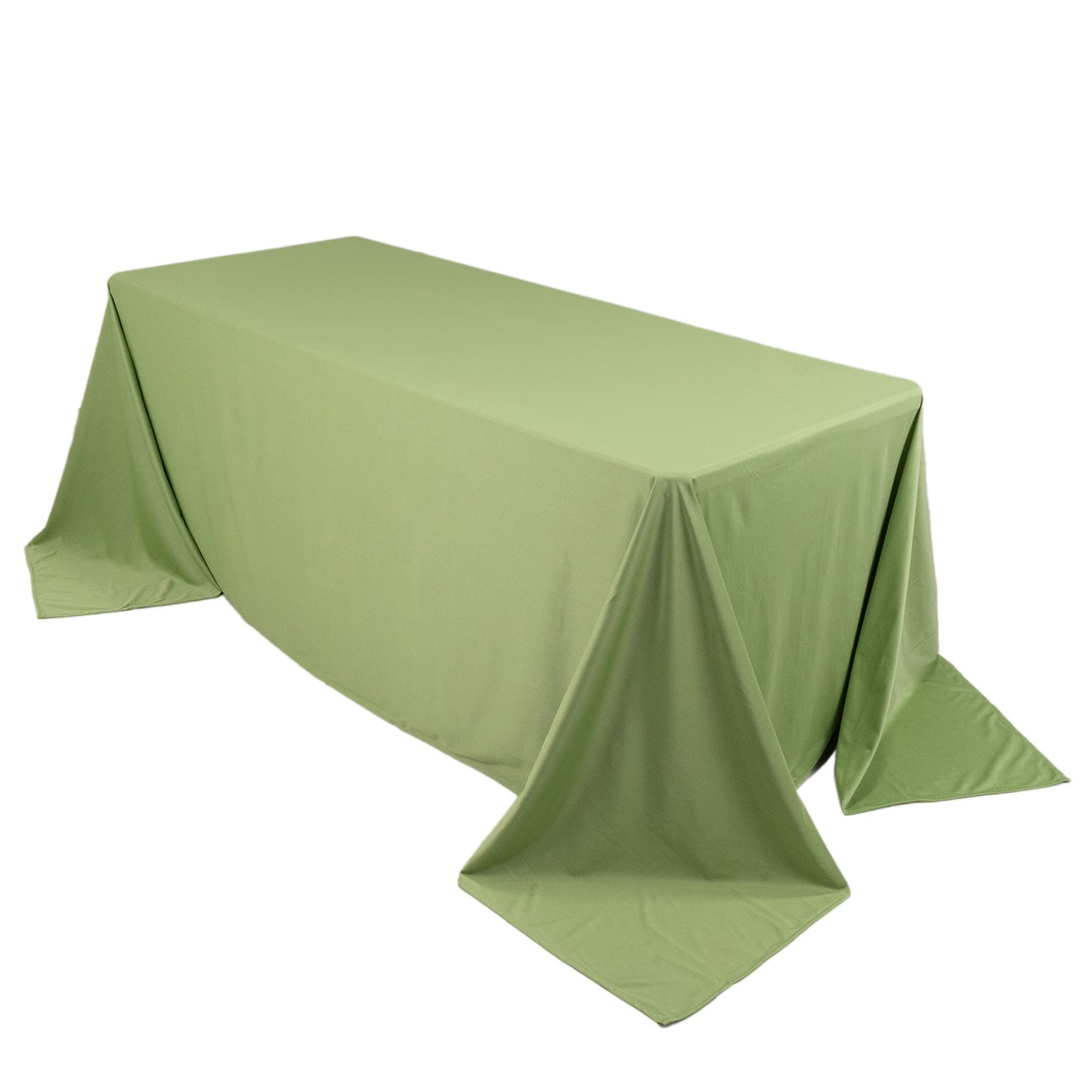 90"x132" Sage Green Premium Scuba Wrinkle Free Rectangular Tablecloth, Seamless Scuba Polyester Tablecloth