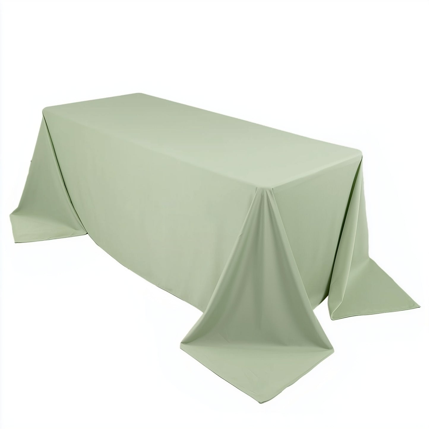90"x132" Sage Green Scuba Wrinkle Free Rectangular Tablecloth, Seamless Scuba Polyester Tablecloth