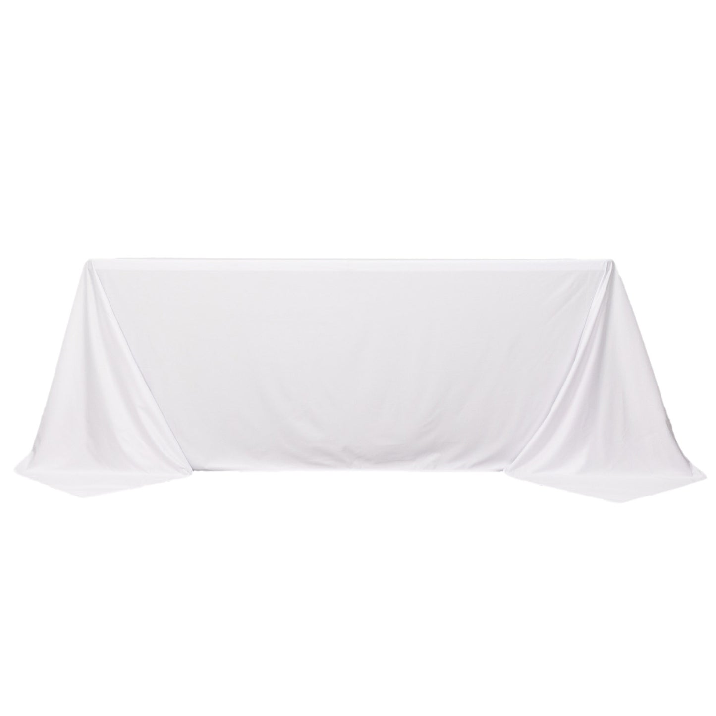 90"x132" White Premium Scuba Wrinkle Free Rectangular Tablecloth, Seamless Scuba Polyester Tablecloth