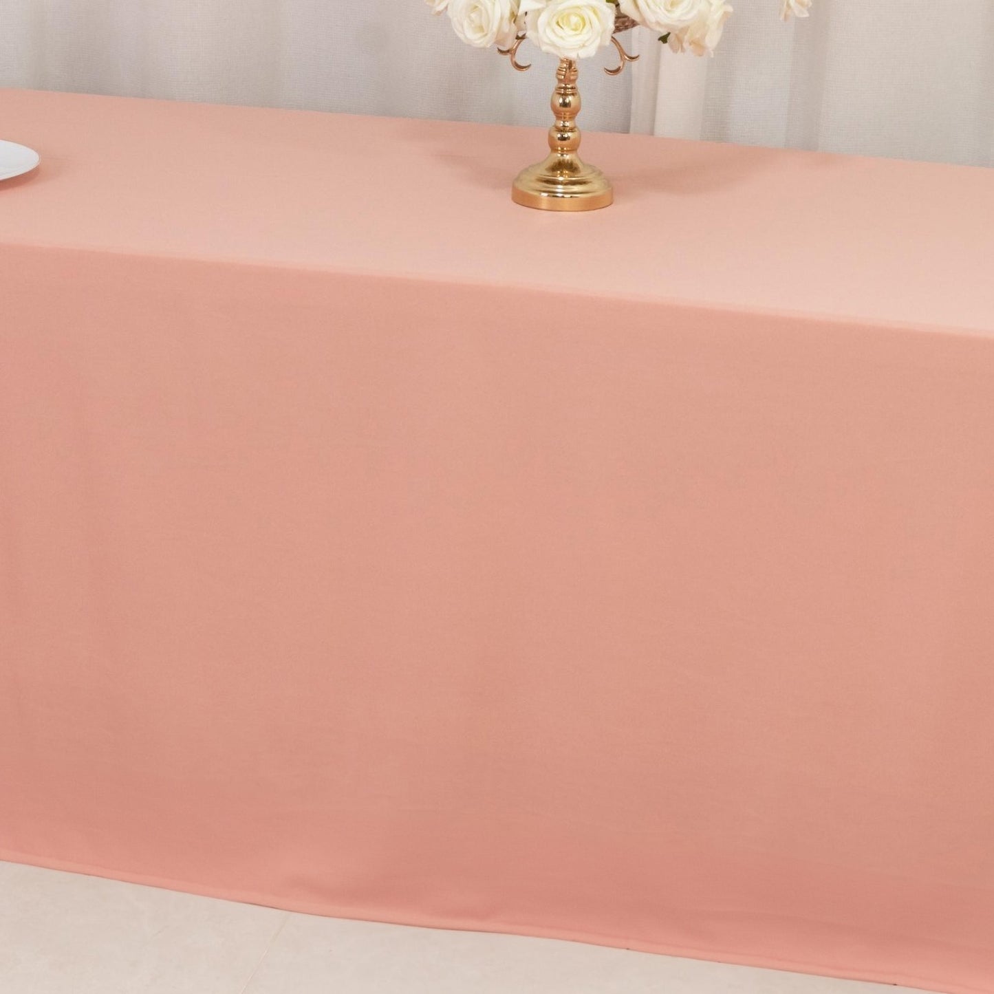90"x156" Dusty Rose Scuba Wrinkle Free Rectangular Tablecloth, Seamless Scuba Polyester Tablecloth for 8 Foot Table With Floor-Length Drop