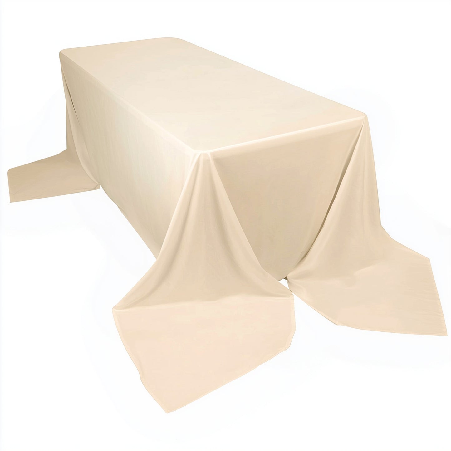 90"x156" Beige Scuba Wrinkle Free Rectangular Tablecloth, Seamless Scuba Polyester Tablecloth