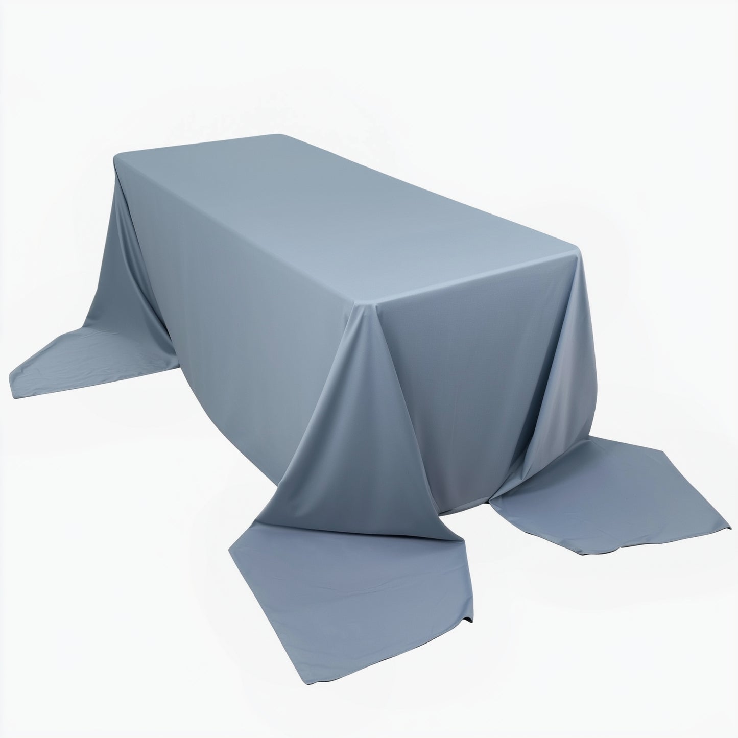 90"x156" Dusty Blue Scuba Wrinkle Free Rectangular Tablecloth, Seamless Scuba Polyester Tablecloth