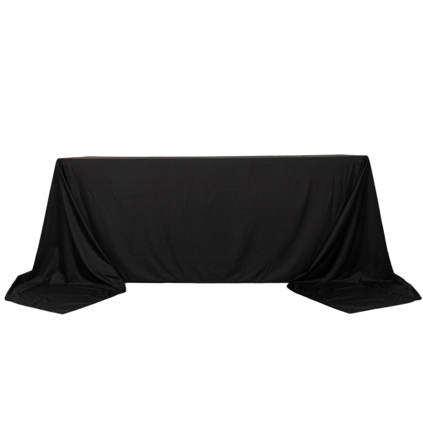 90"x156" Black Premium Scuba Wrinkle Free Rectangular Tablecloth, Seamless Scuba Polyester Tablecloth