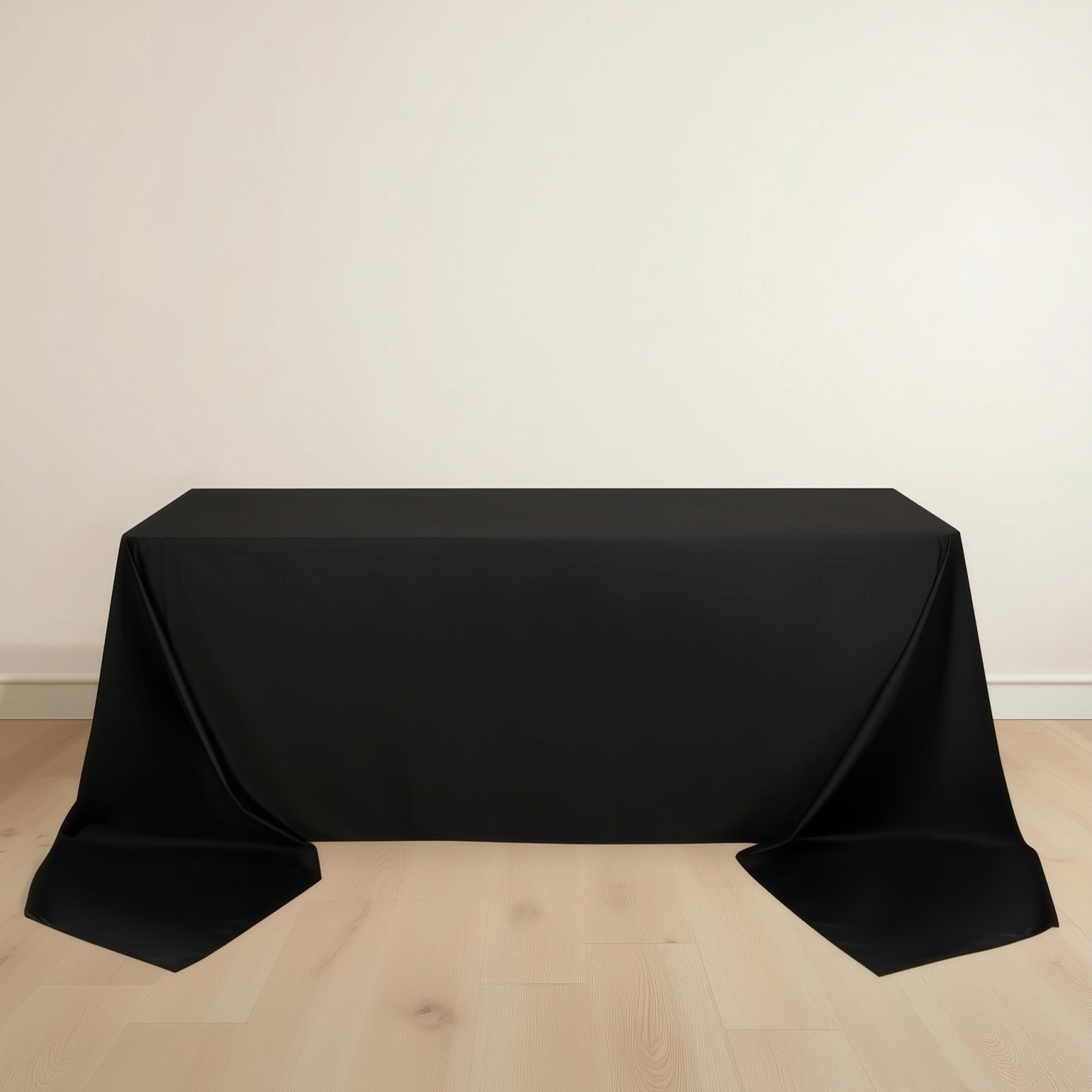 90"x156" Black Scuba Wrinkle Free Rectangular Tablecloth, Seamless Scuba Polyester Tablecloth