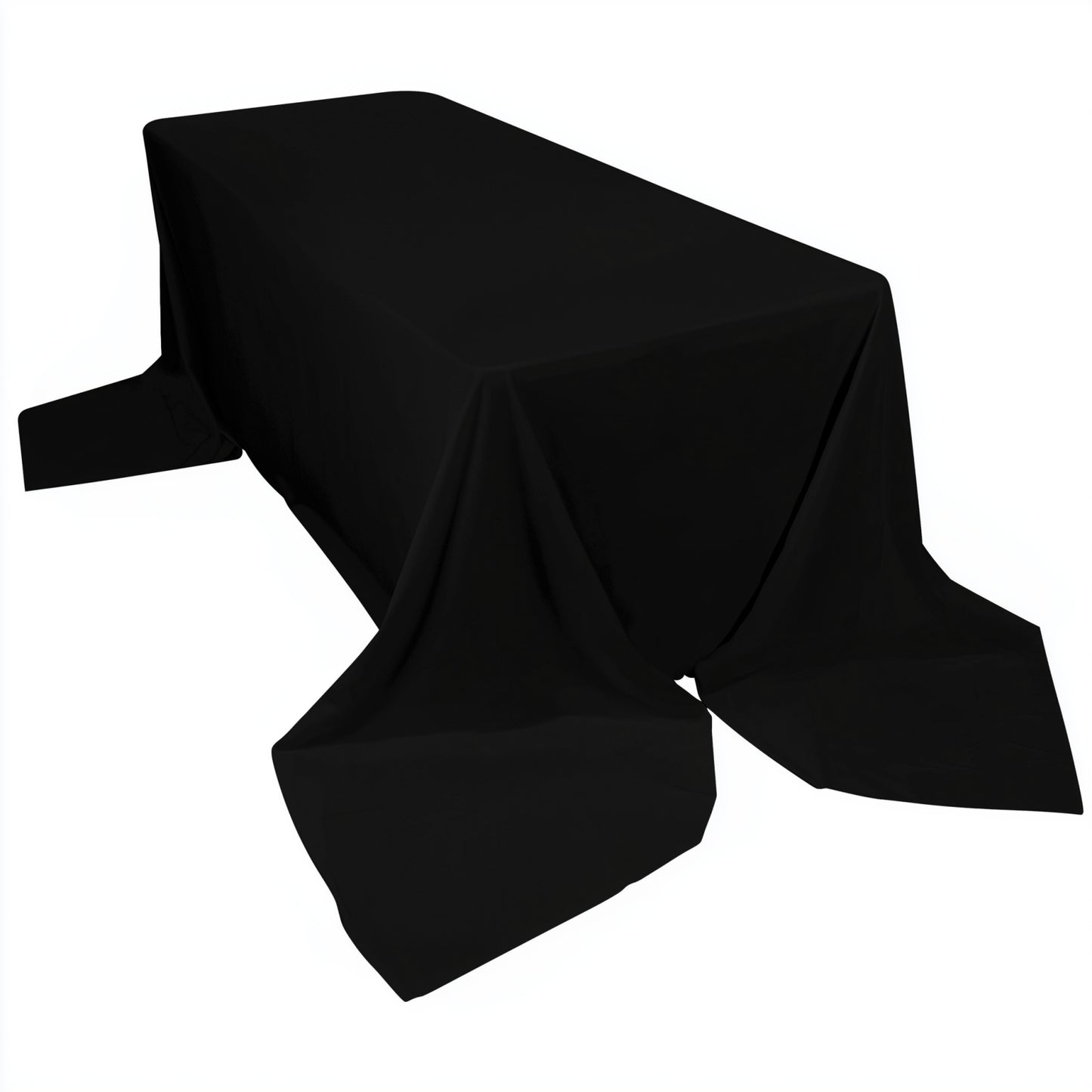 90"x156" Black Scuba Wrinkle Free Rectangular Tablecloth, Seamless Scuba Polyester Tablecloth