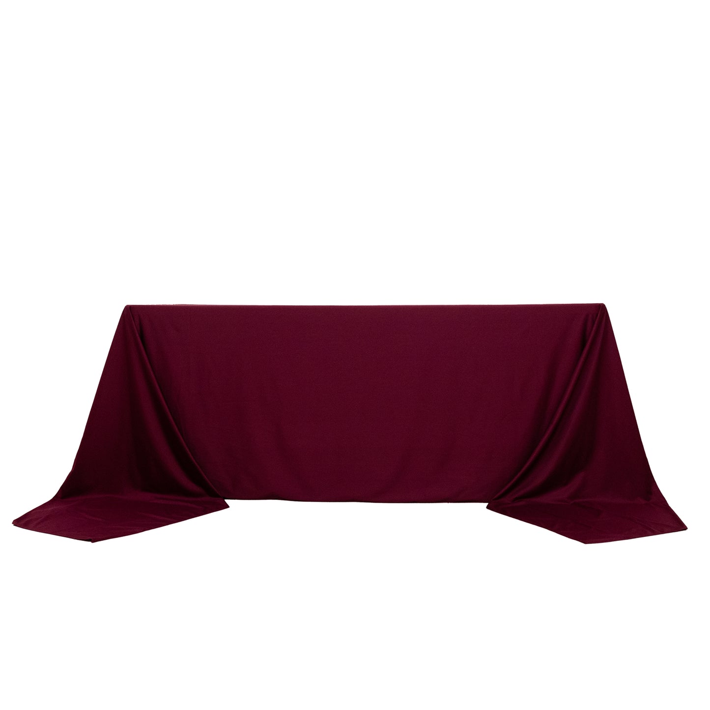 90"x156" Burgundy Premium Scuba Wrinkle Free Rectangular Tablecloth, Seamless Scuba Polyester Tablecloth