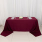 90"x156" Burgundy Scuba Wrinkle Free Rectangular Tablecloth, Seamless Scuba Polyester Tablecloth