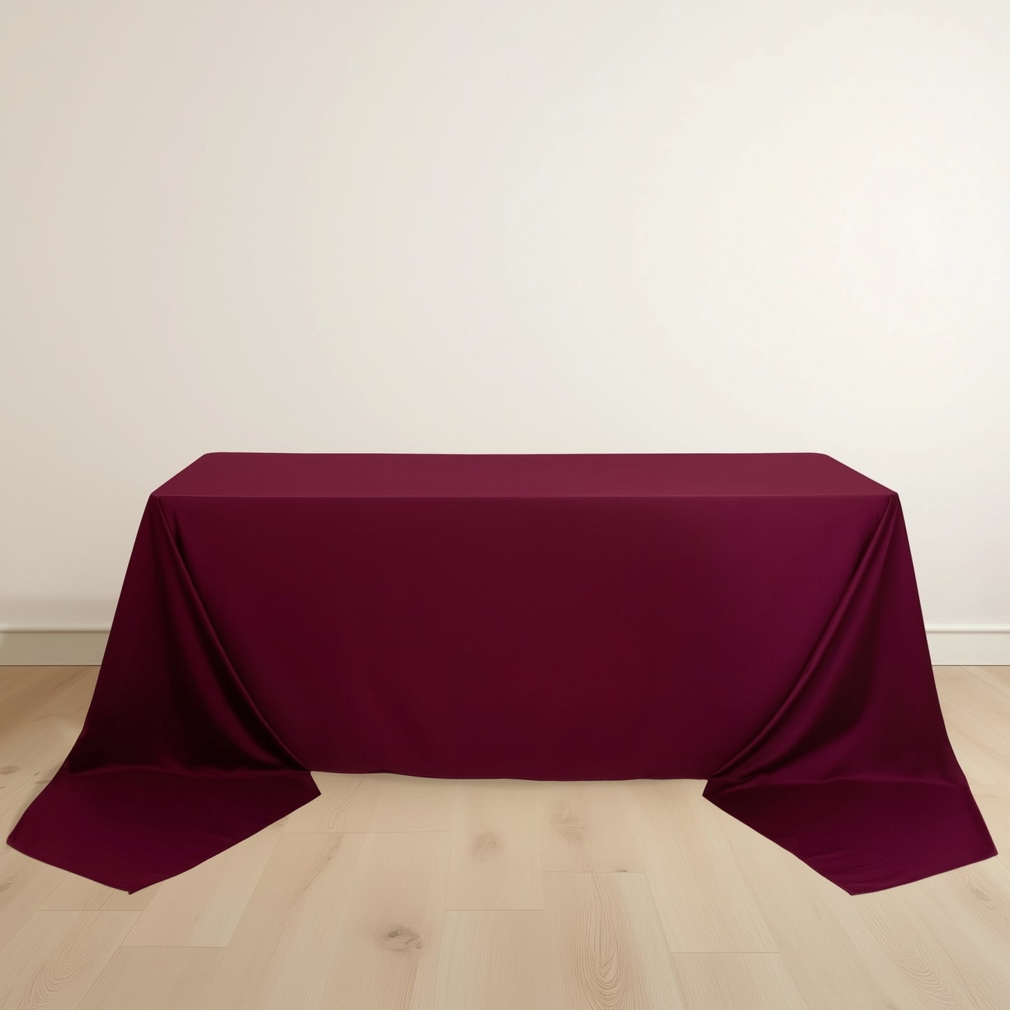 90"x156" Burgundy Scuba Wrinkle Free Rectangular Tablecloth, Seamless Scuba Polyester Tablecloth