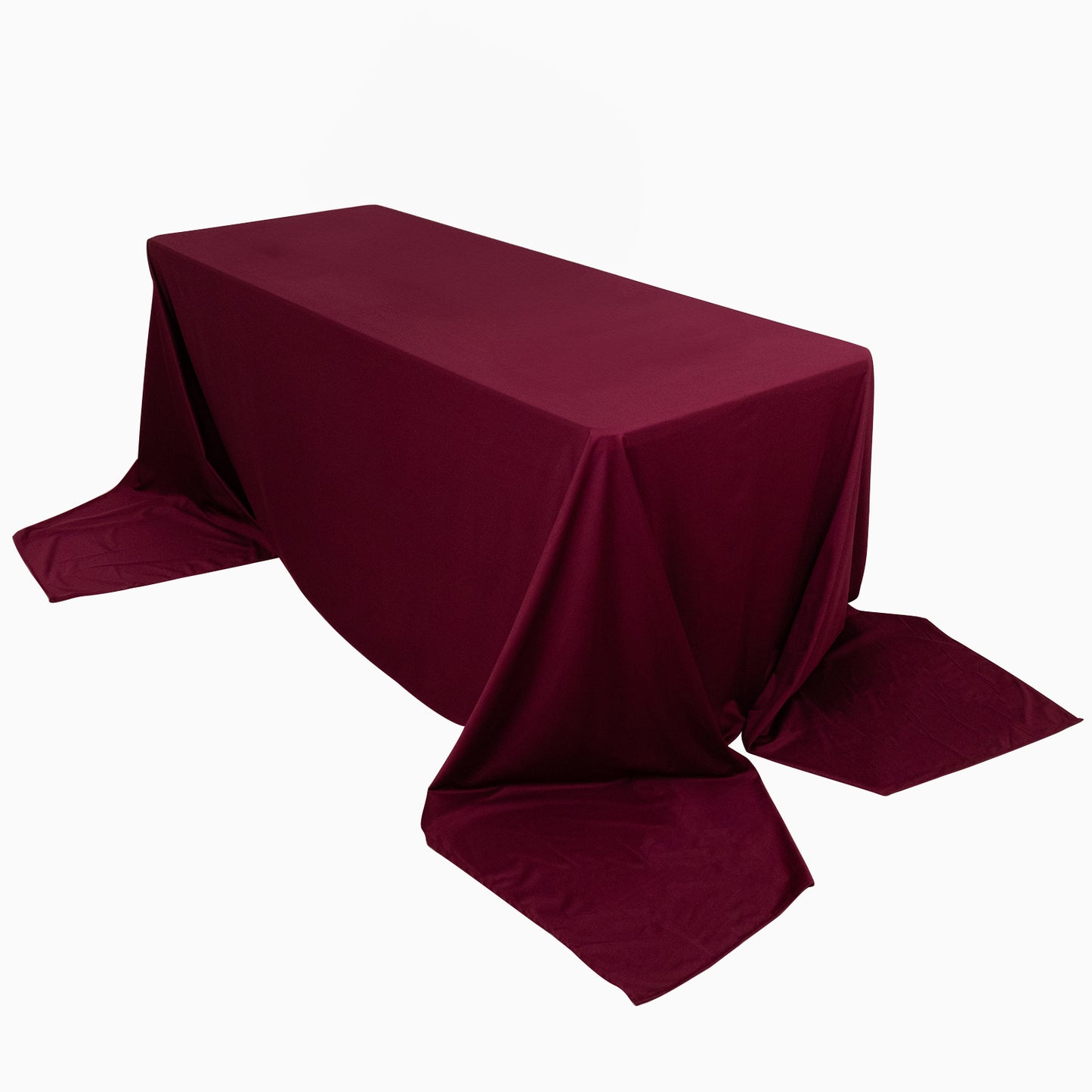 90"x156" Burgundy Premium Scuba Wrinkle Free Rectangular Tablecloth, Seamless Scuba Polyester Tablecloth