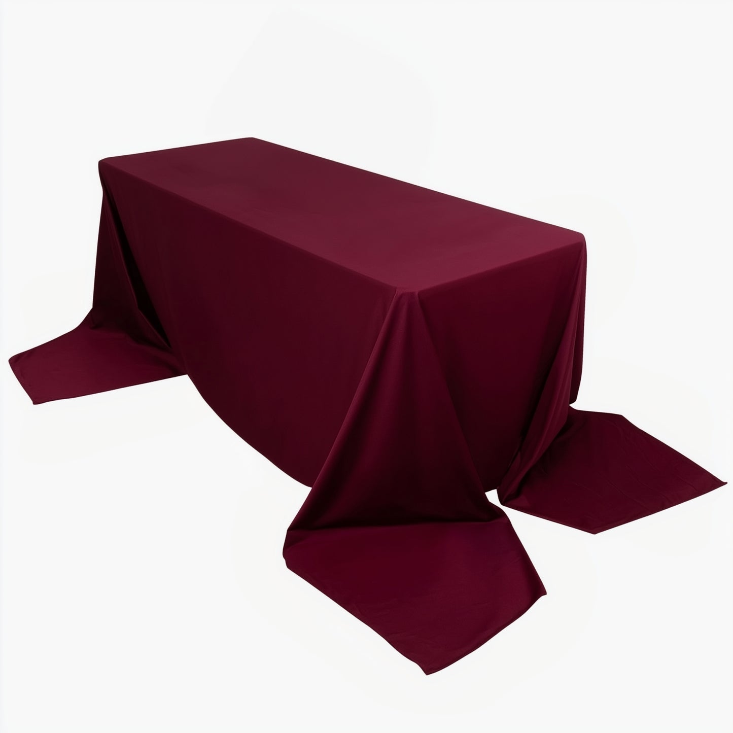 90"x156" Burgundy Scuba Wrinkle Free Rectangular Tablecloth, Seamless Scuba Polyester Tablecloth