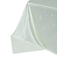 Pearl white rectangular tablecloth with rhinestone accents, wrinkle-free and stain-resistant.