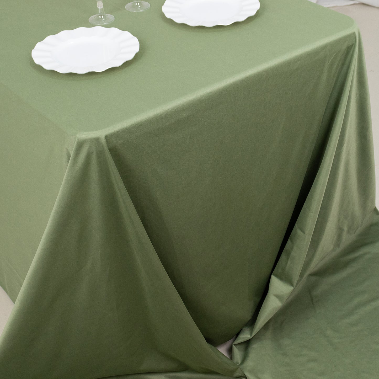 90"x156" Dusty Sage Green Premium Scuba Wrinkle Free Rectangular Tablecloth, Seamless Scuba Polyester Tablecloth