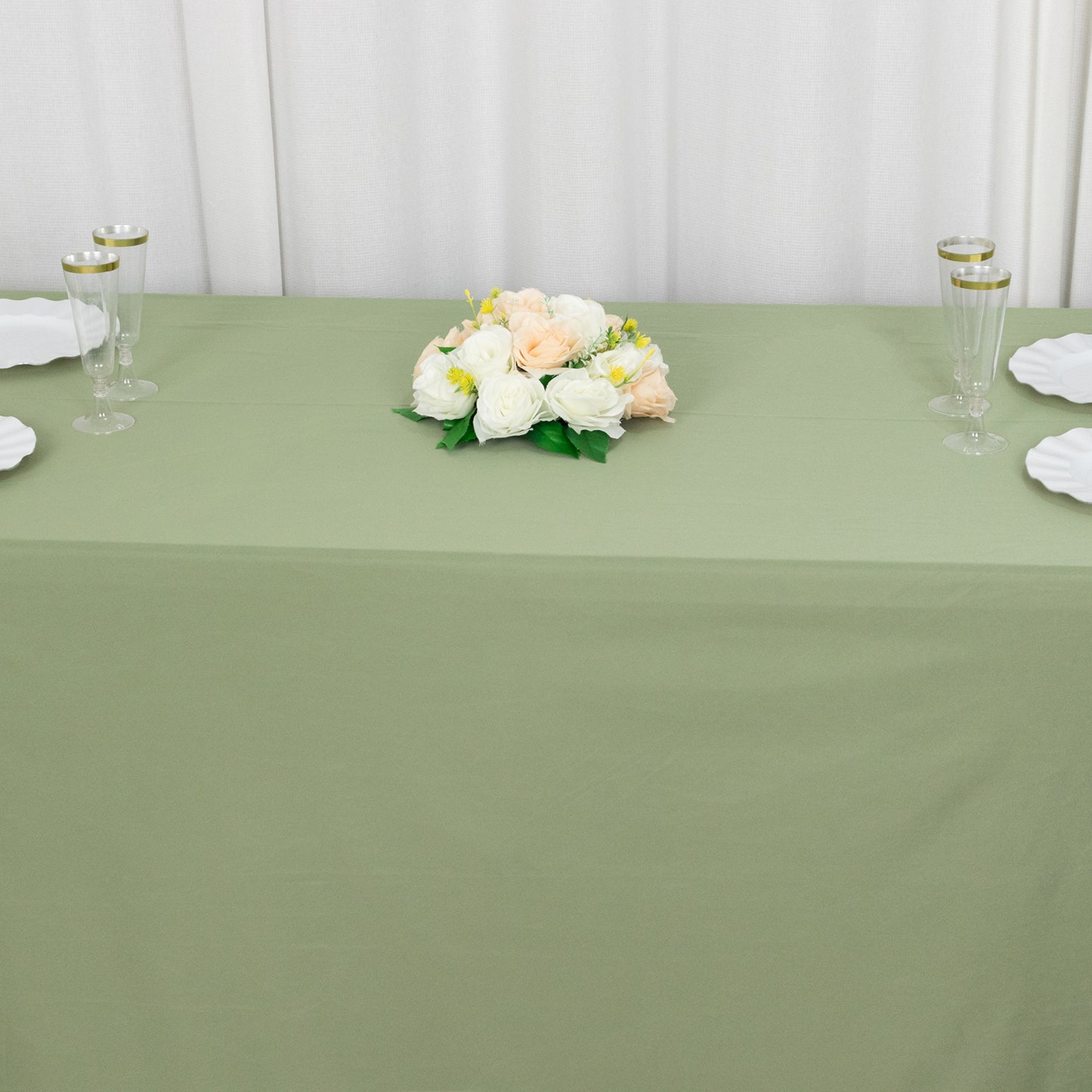 90"x156" Dusty Sage Green Premium Scuba Wrinkle Free Rectangular Tablecloth, Seamless Scuba Polyester Tablecloth