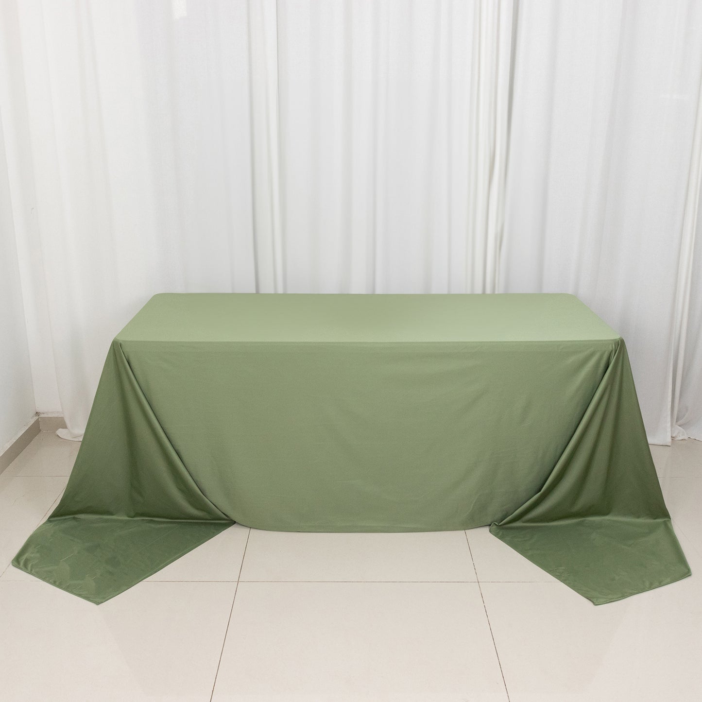 90"x156" Dusty Sage Green Premium Scuba Wrinkle Free Rectangular Tablecloth, Seamless Scuba Polyester Tablecloth