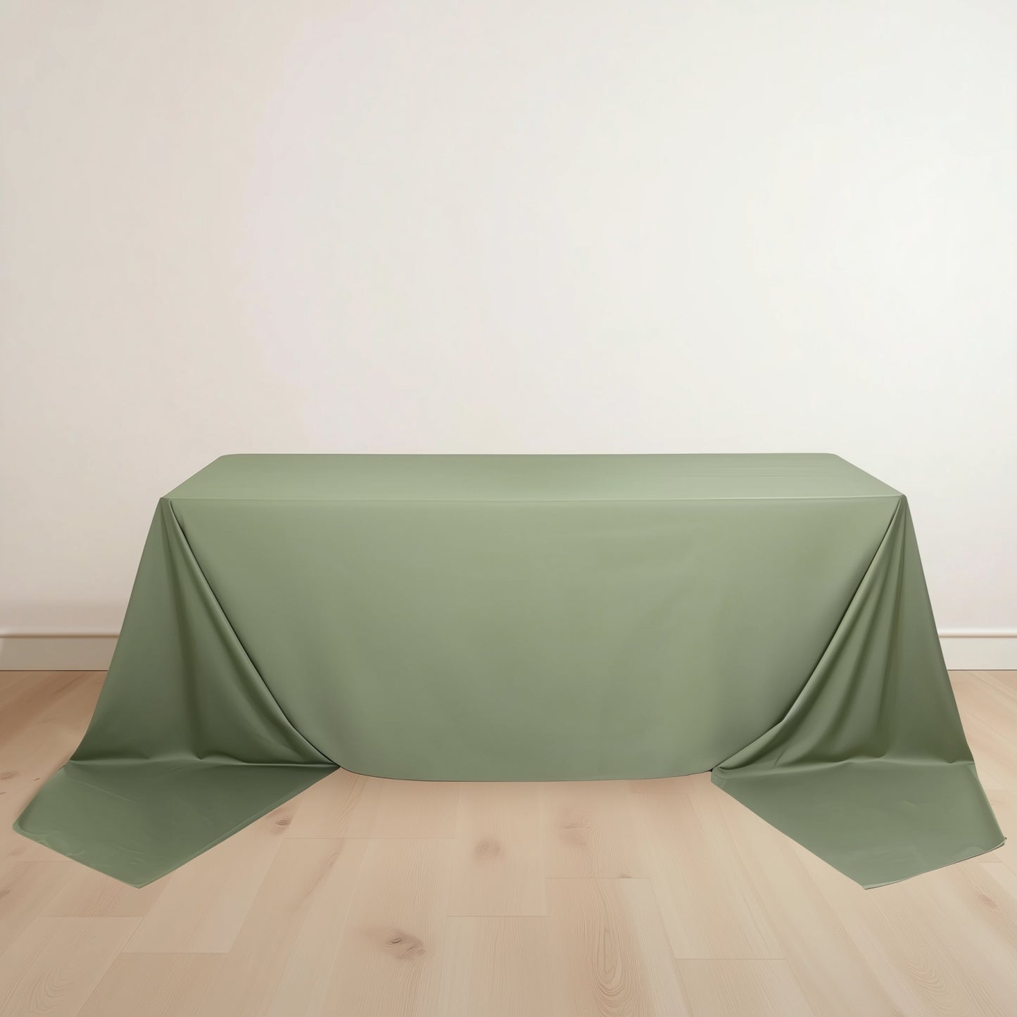 90"x156" Dusty Sage Green Scuba Wrinkle Free Rectangular Tablecloth, Seamless Scuba Polyester Tablecloth