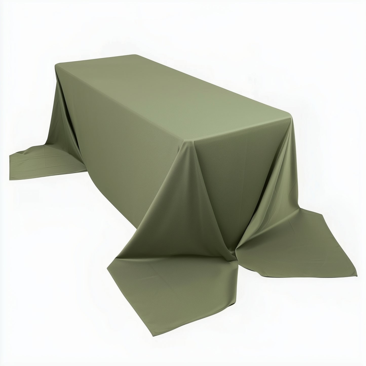 90"x156" Dusty Sage Green Scuba Wrinkle Free Rectangular Tablecloth, Seamless Scuba Polyester Tablecloth