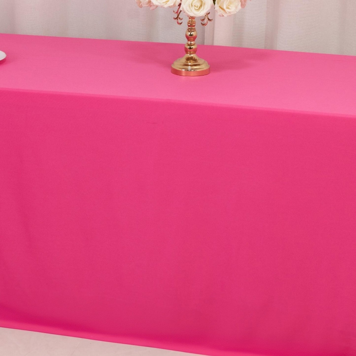 90"x156" Fuchsia Scuba Wrinkle Free Rectangular Tablecloth, Seamless Scuba Polyester Tablecloth for 8 Foot Table With Floor-Length Drop