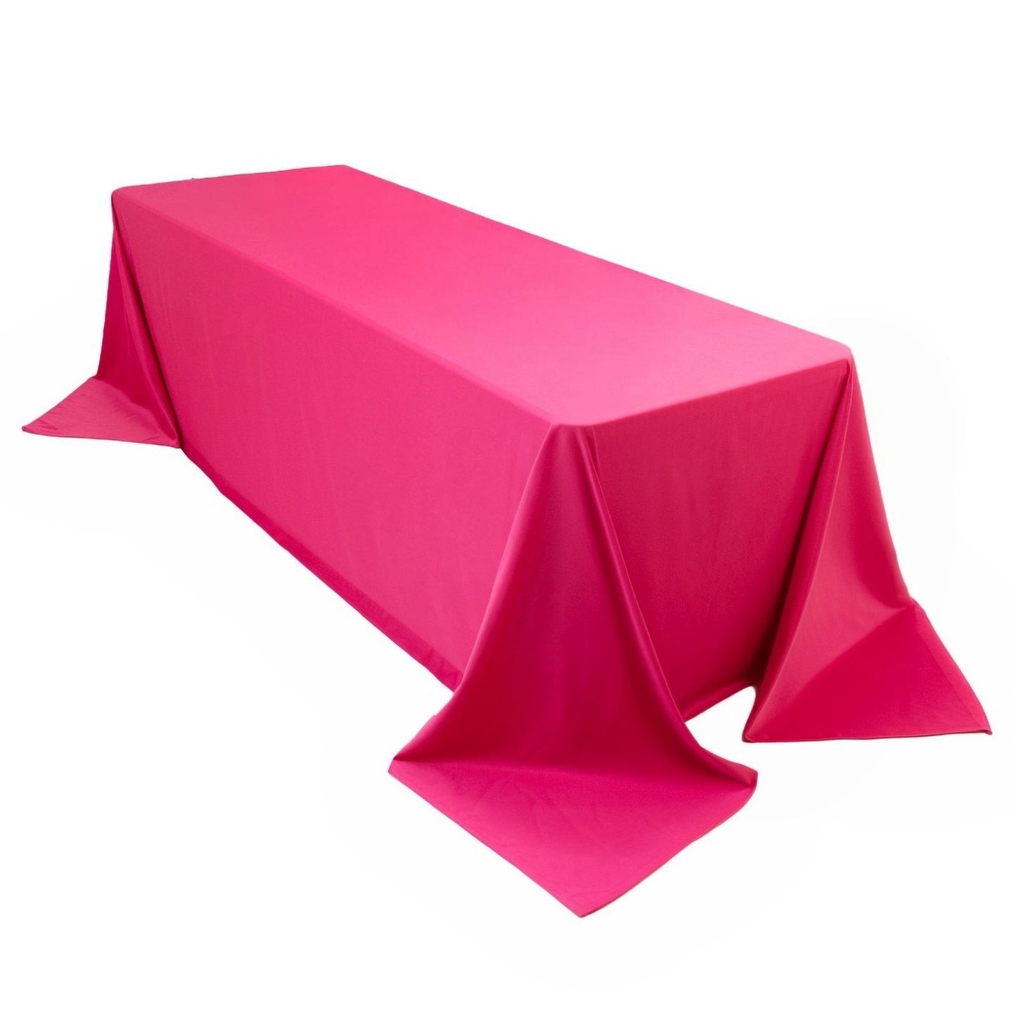 90"x156" Fuchsia Scuba Wrinkle Free Rectangular Tablecloth, Seamless Scuba Polyester Tablecloth for 8 Foot Table With Floor-Length Drop