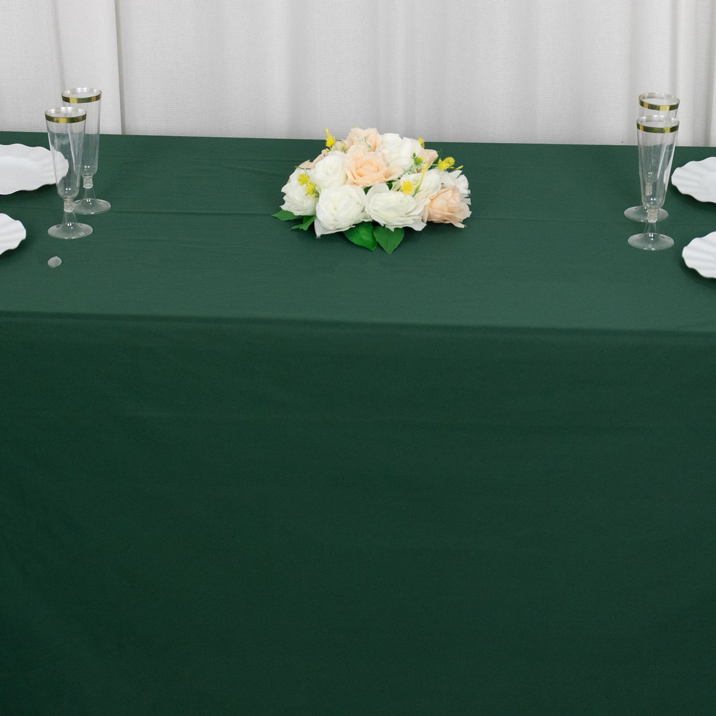 90"x156" Hunter Emerald Green Premium Scuba Wrinkle Free Rectangular Tablecloth, Seamless Scuba Polyester Tablecloth